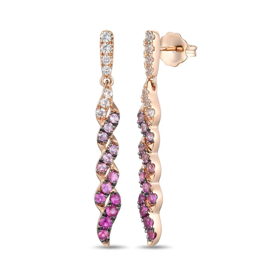 14K Rose Gold Ombre Pink Sapphire Drop Earrings by Le Vian