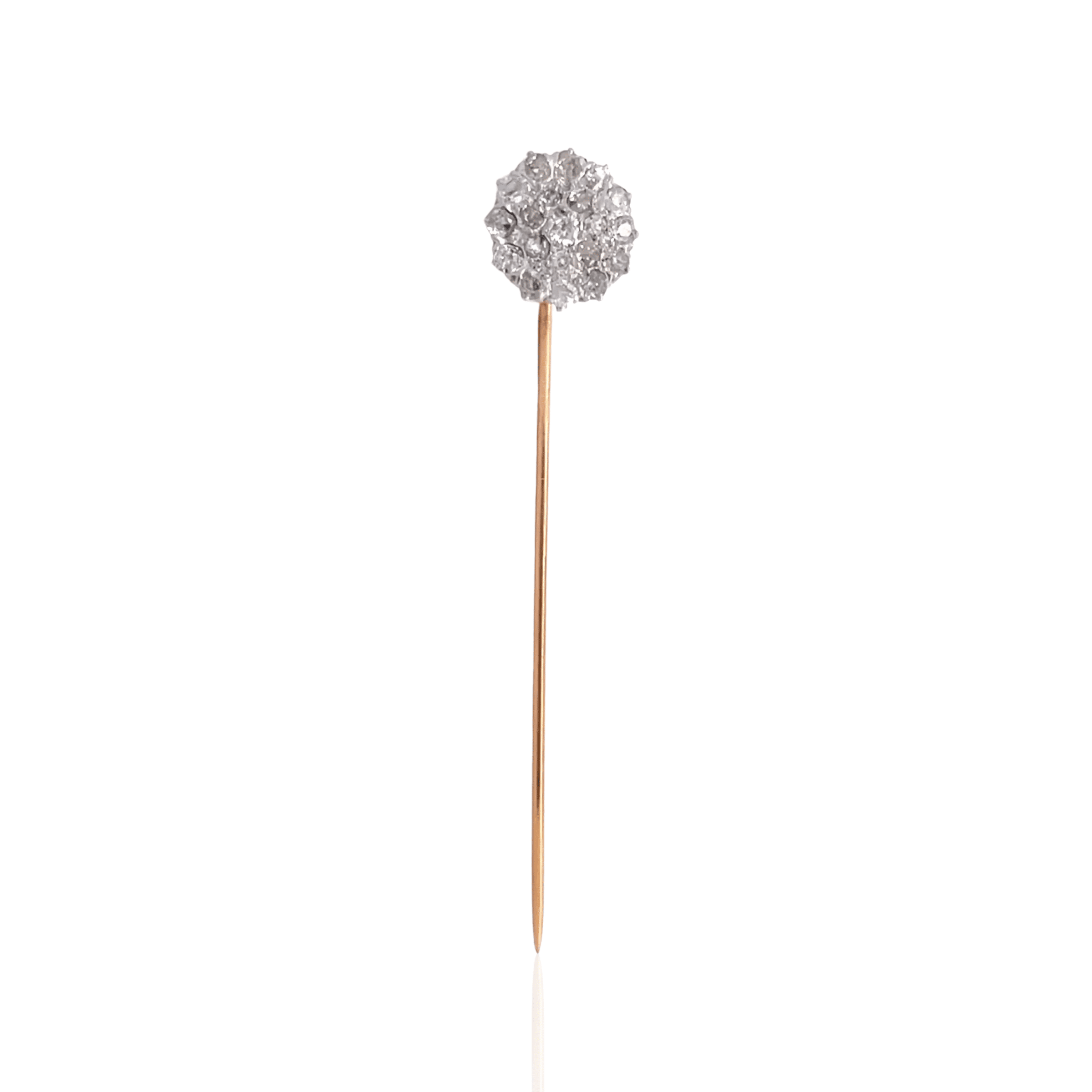 Estate Platinum & 14K Gold Old Mine Cut Diamond Edwardian Stick Pin