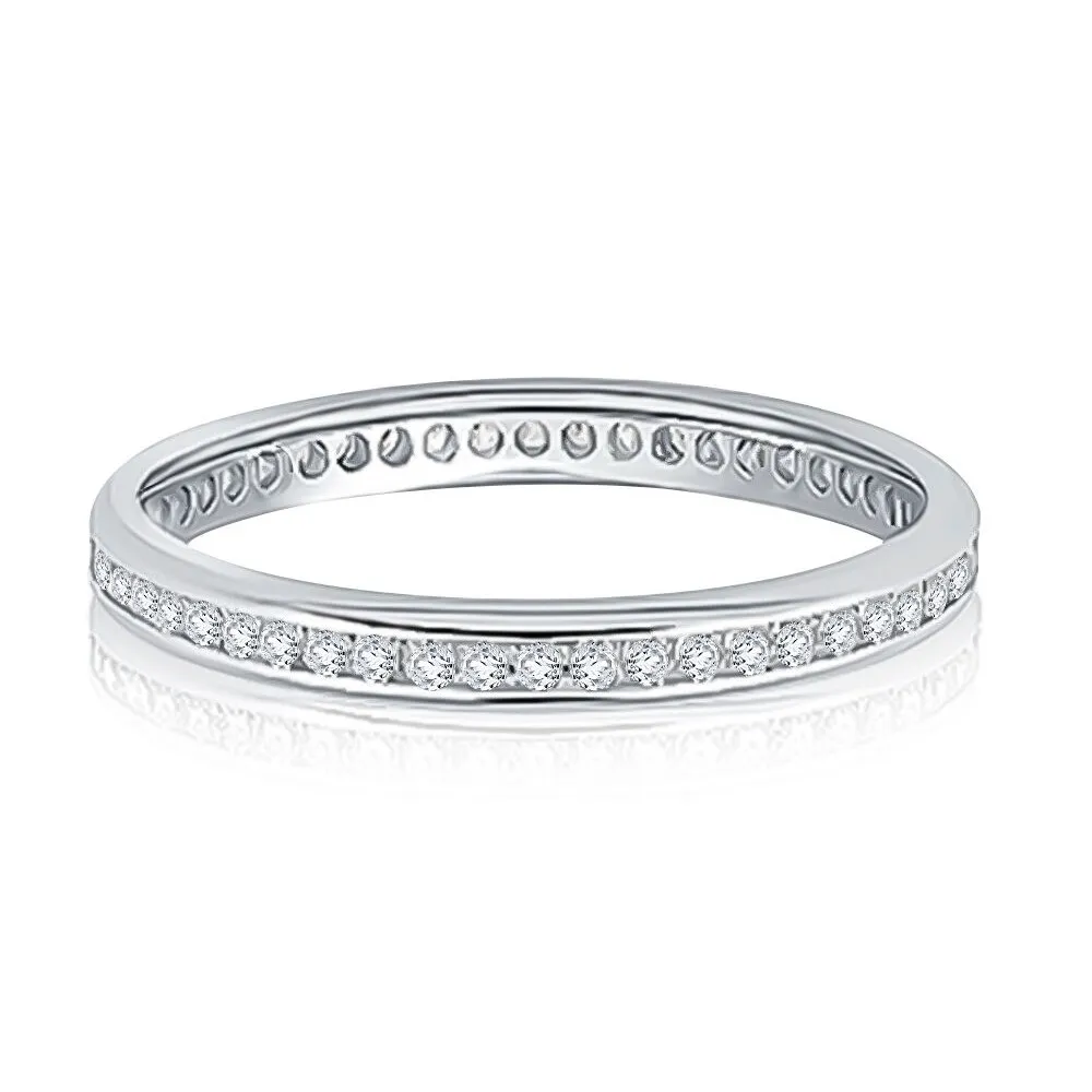 14K White Gold 0.32ctw Diamond Eternity Channel Wedding Band