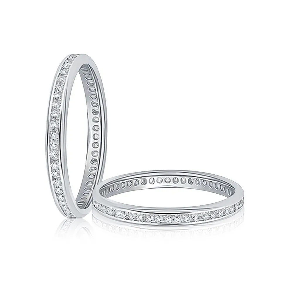 14K White Gold 0.32ctw Diamond Eternity Channel Wedding Band