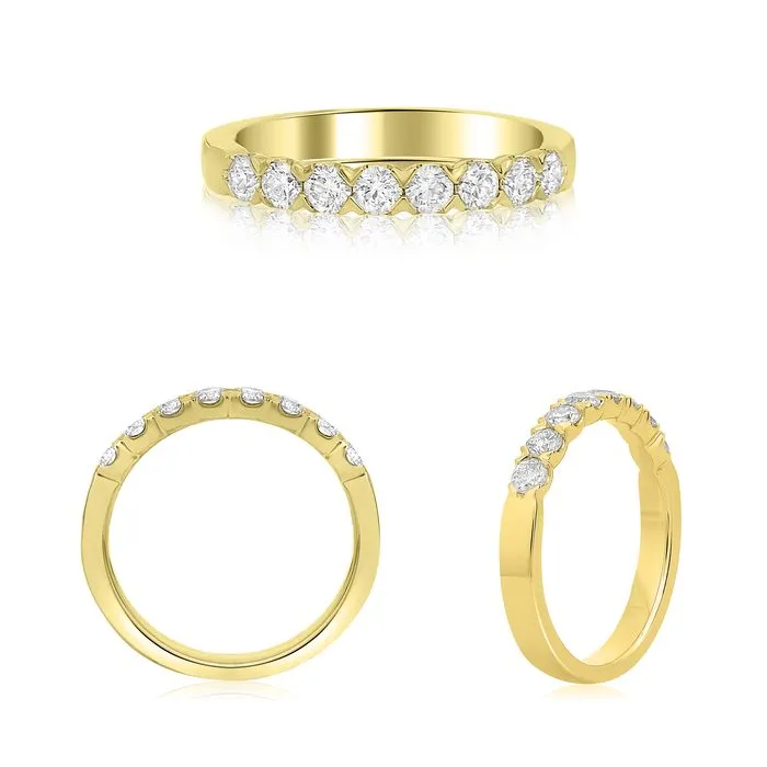 14K Yellow Gold 0.52ctw Fishtail Setting Diamond Wedding Band