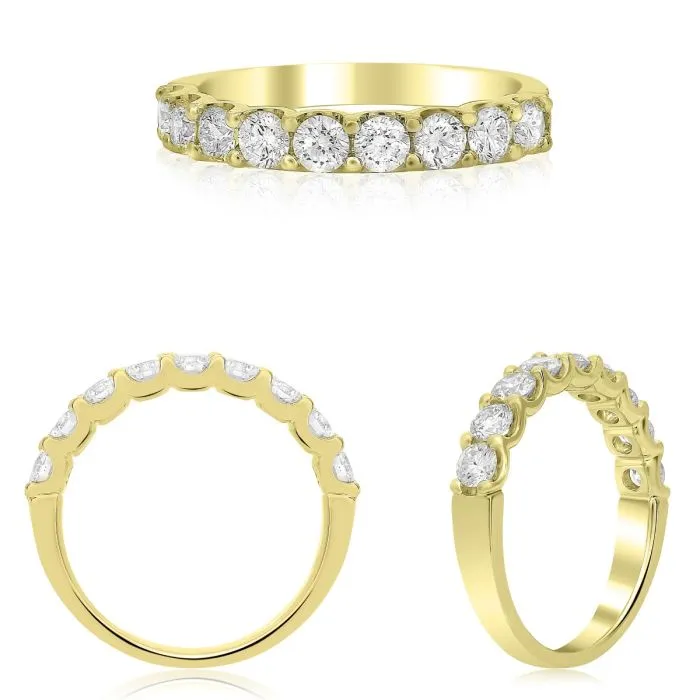 14K Yellow Gold 1 Carat Diamond Nine Stone Wedding Band