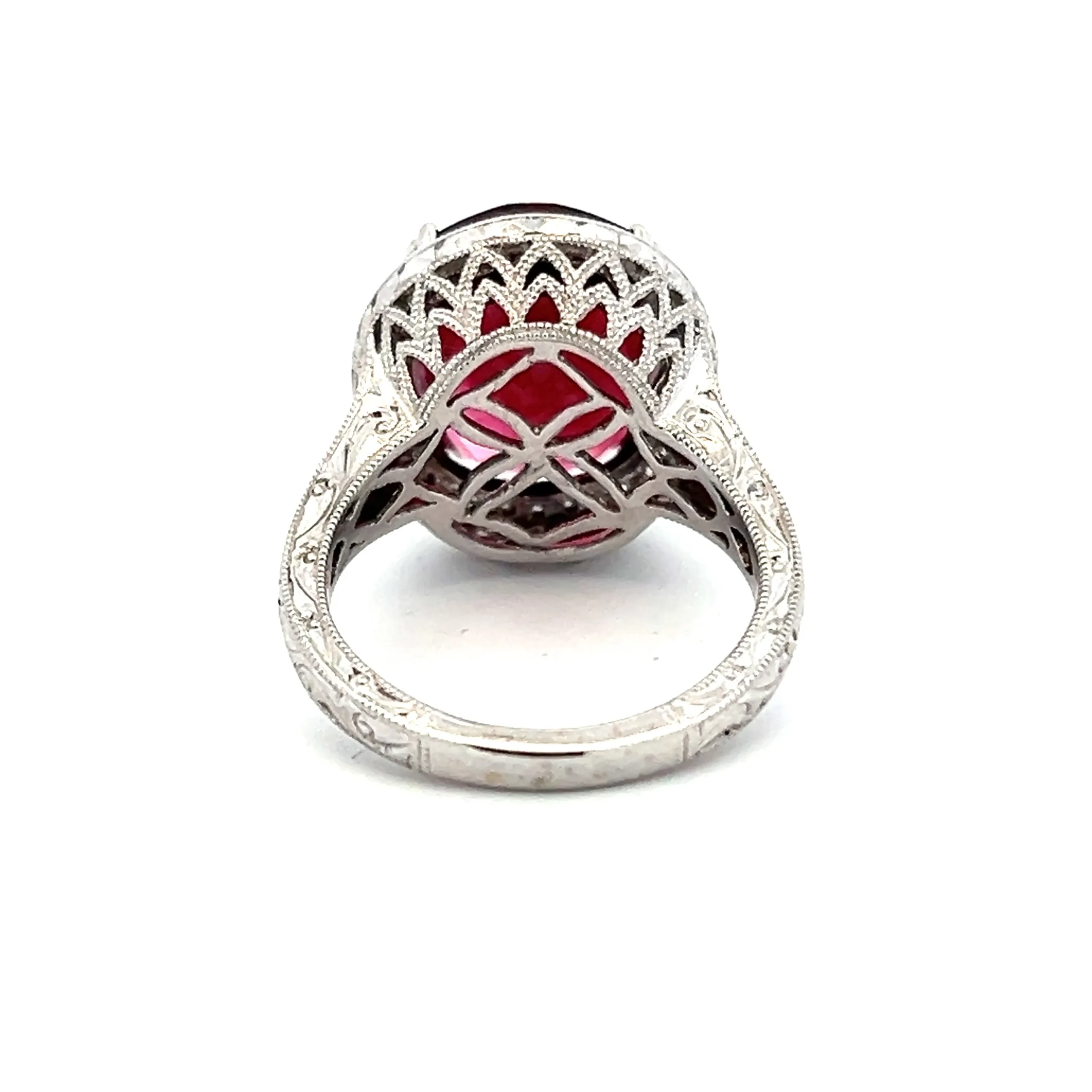 Estate 18K White Gold Pink Tourmaline & Diamond Halo Fashion Ring