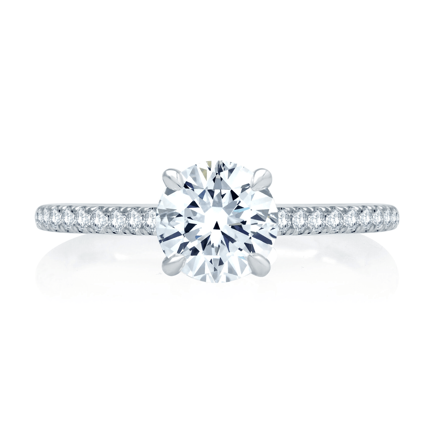 14K White Gold 0.23 Diamond Hidden Halo Engagement Ring Setting by A. Jaffe