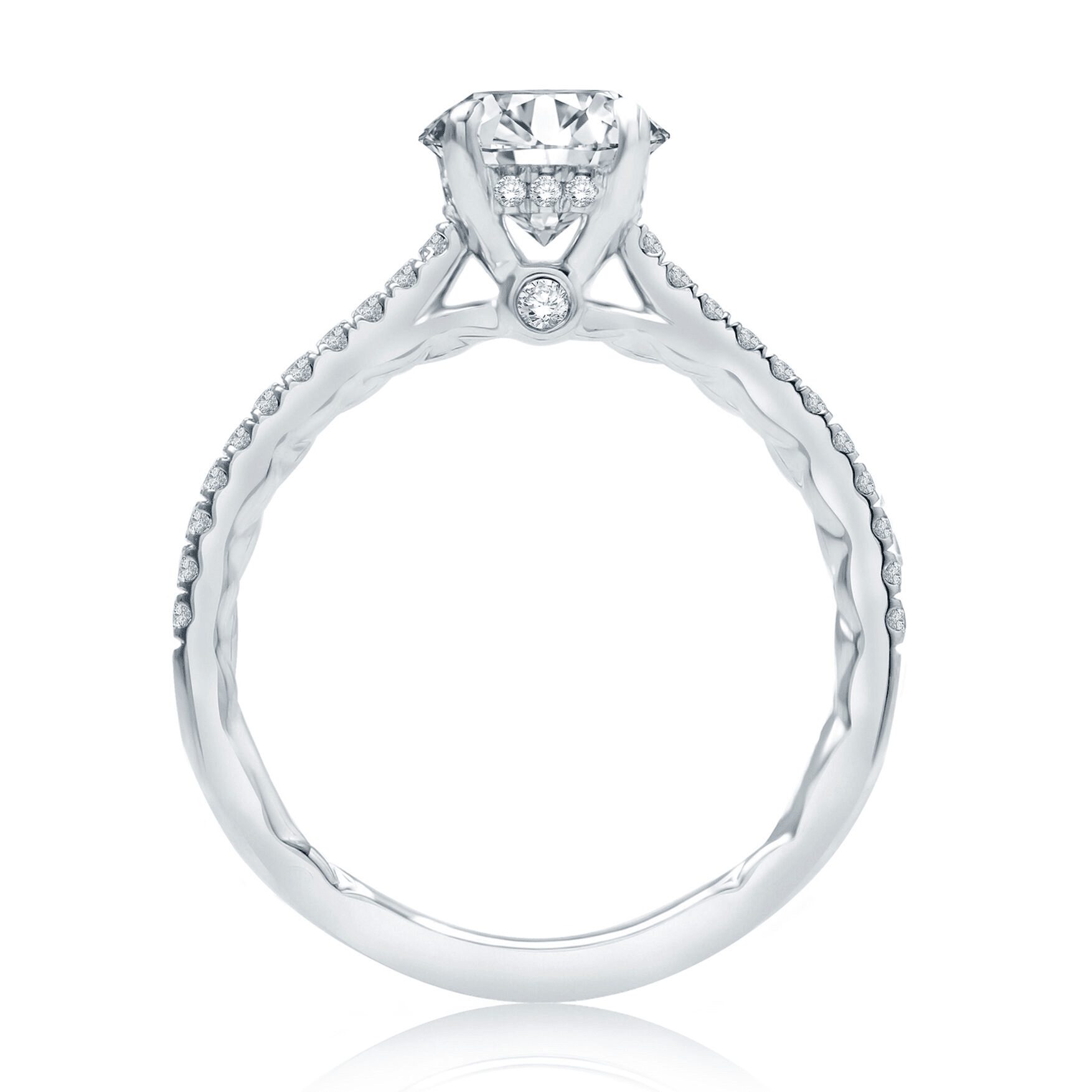 14K White Gold 0.23 Diamond Hidden Halo Engagement Ring Setting by A. Jaffe - Image 2