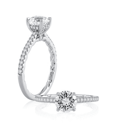 14K White Gold 0.23 Diamond Hidden Halo Engagement Ring Setting by A. Jaffe - Image 3