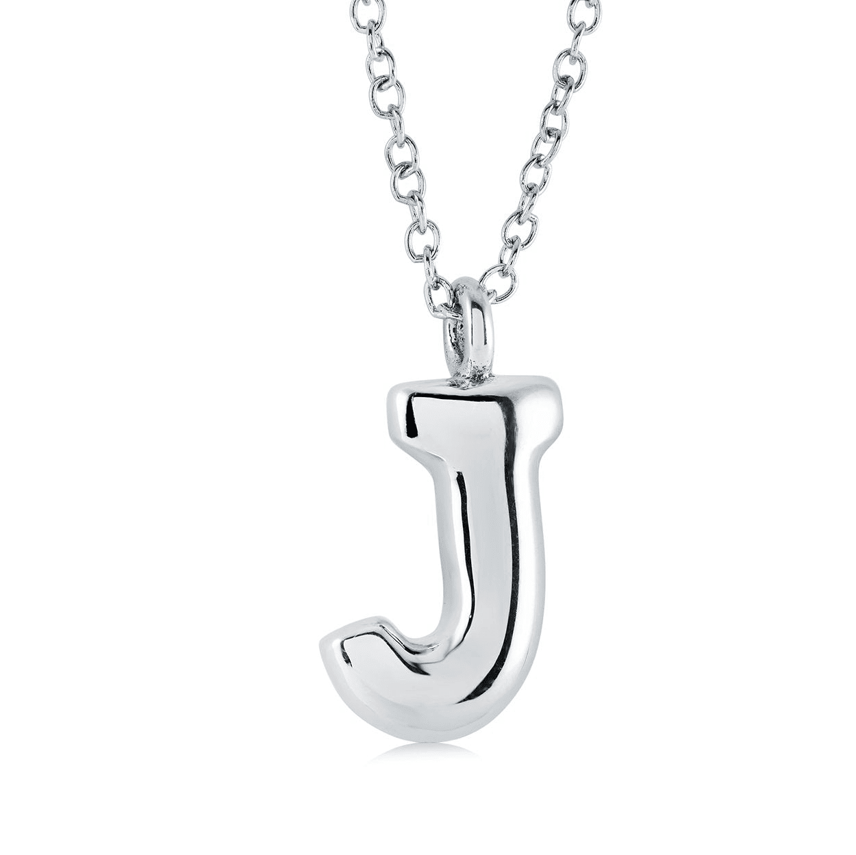 Stainless Steel Bubble Initial Letter "J" Necklace