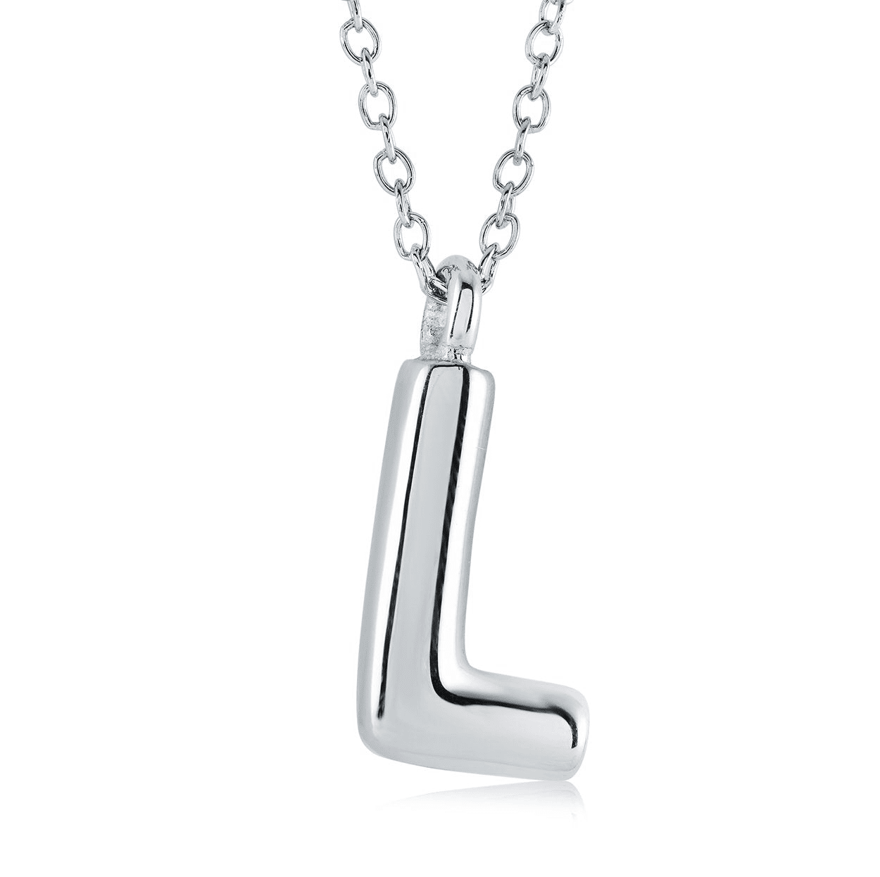 Stainless Steel Bubble Initial Letter "L" Necklace