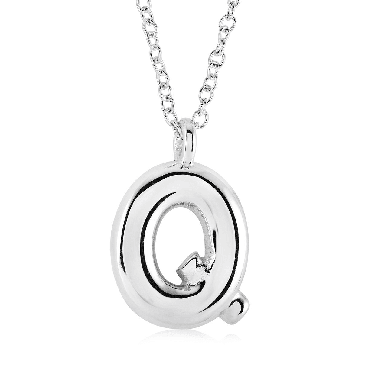 Stainless Steel Bubble Initial Letter "Q" Necklace