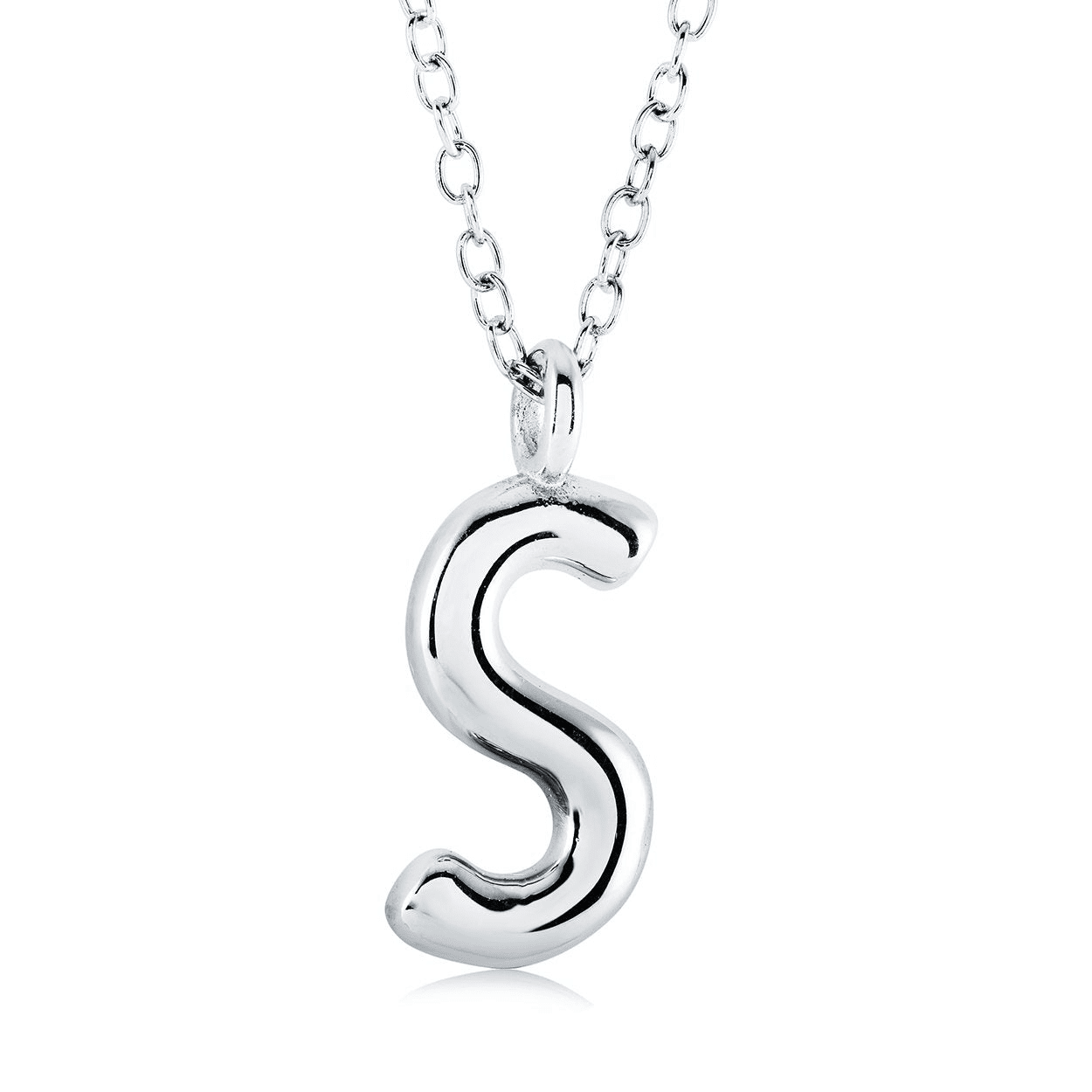Stainless Steel Bubble Initial Letter "S" Necklace