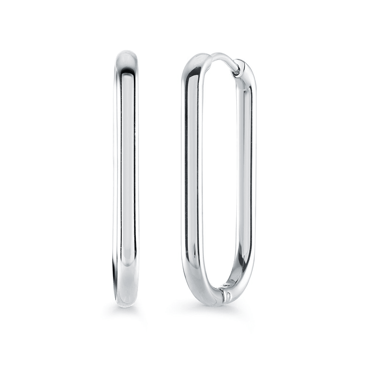 Stainless Steel Long Oval Hoop Earrings