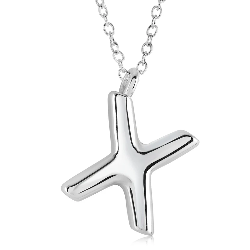 Stainless Steel Bubble Initial Letter "X" Necklace