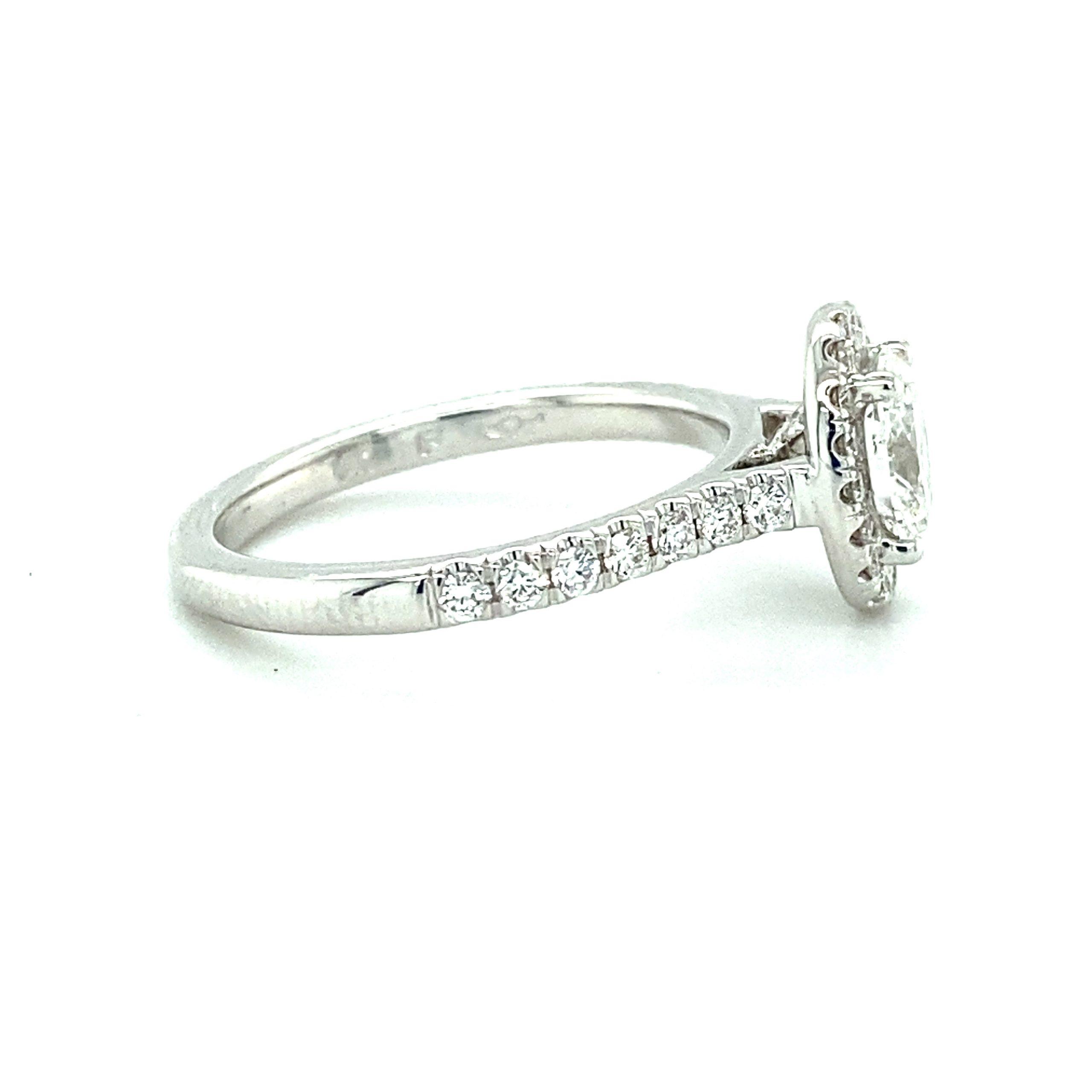 14K White Gold 1.07CTW Oval Diamond Halo Engagement Ring by Martin Flyer - Image 2
