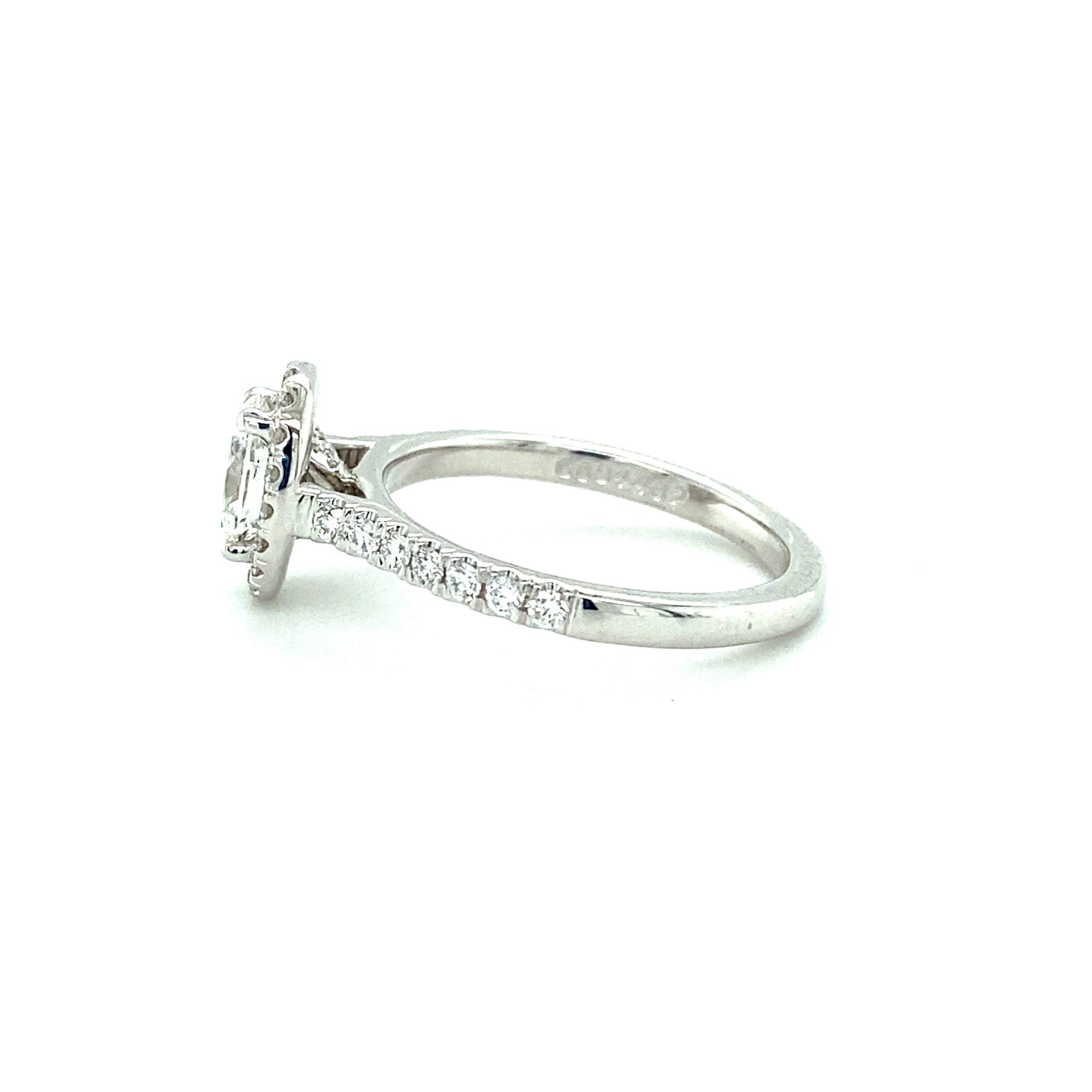 14K White Gold 1.07CTW Oval Diamond Halo Engagement Ring by Martin Flyer - Image 4