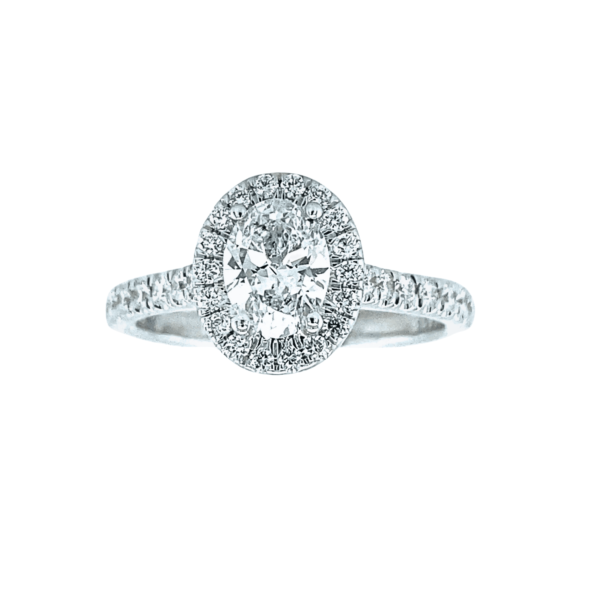 14K White Gold 1.07CTW Oval Diamond Halo Engagement Ring by Martin Flyer