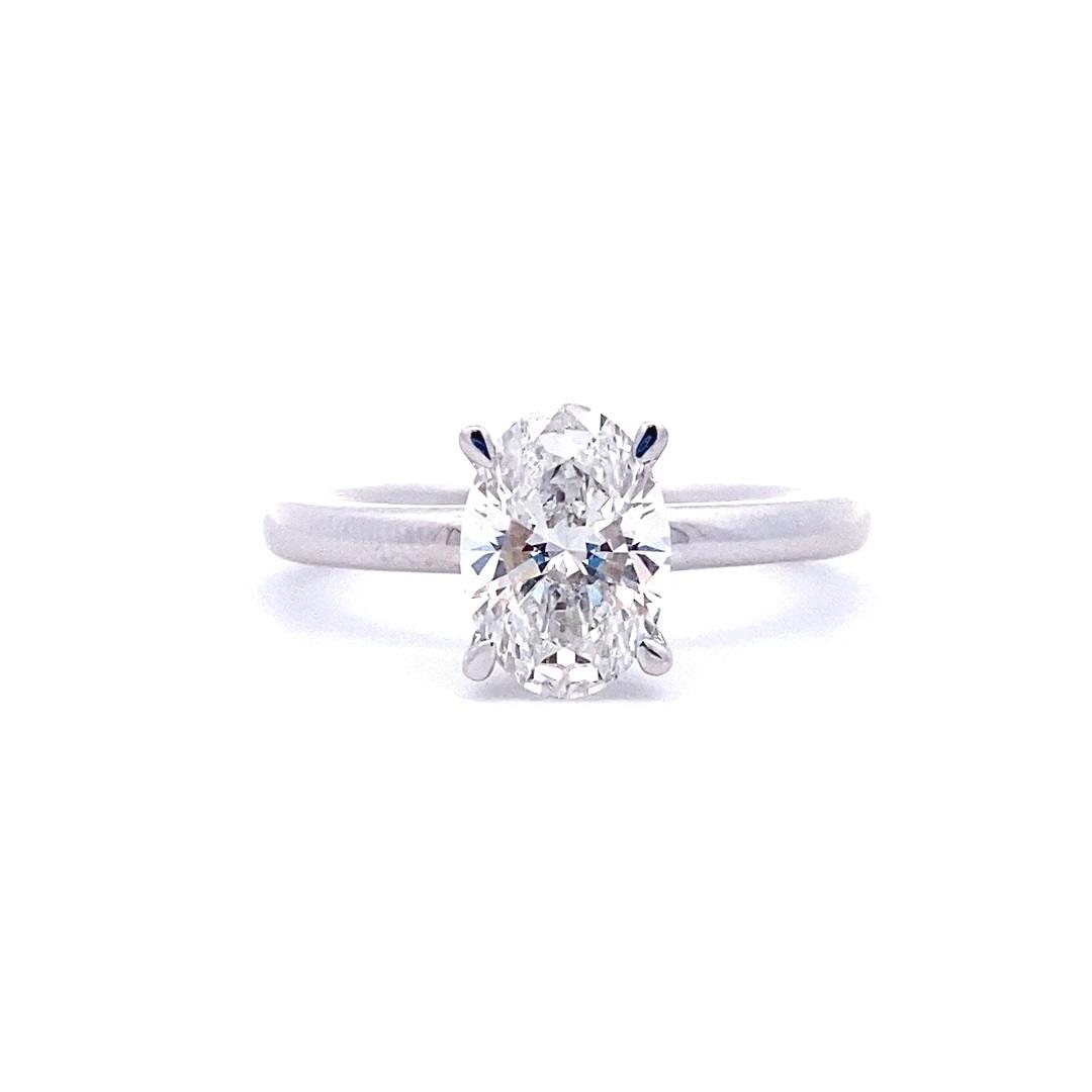 14K White Gold 1.50CTW Lab-Grown Oval Diamond Solitaire Engagement Ring - Image 2