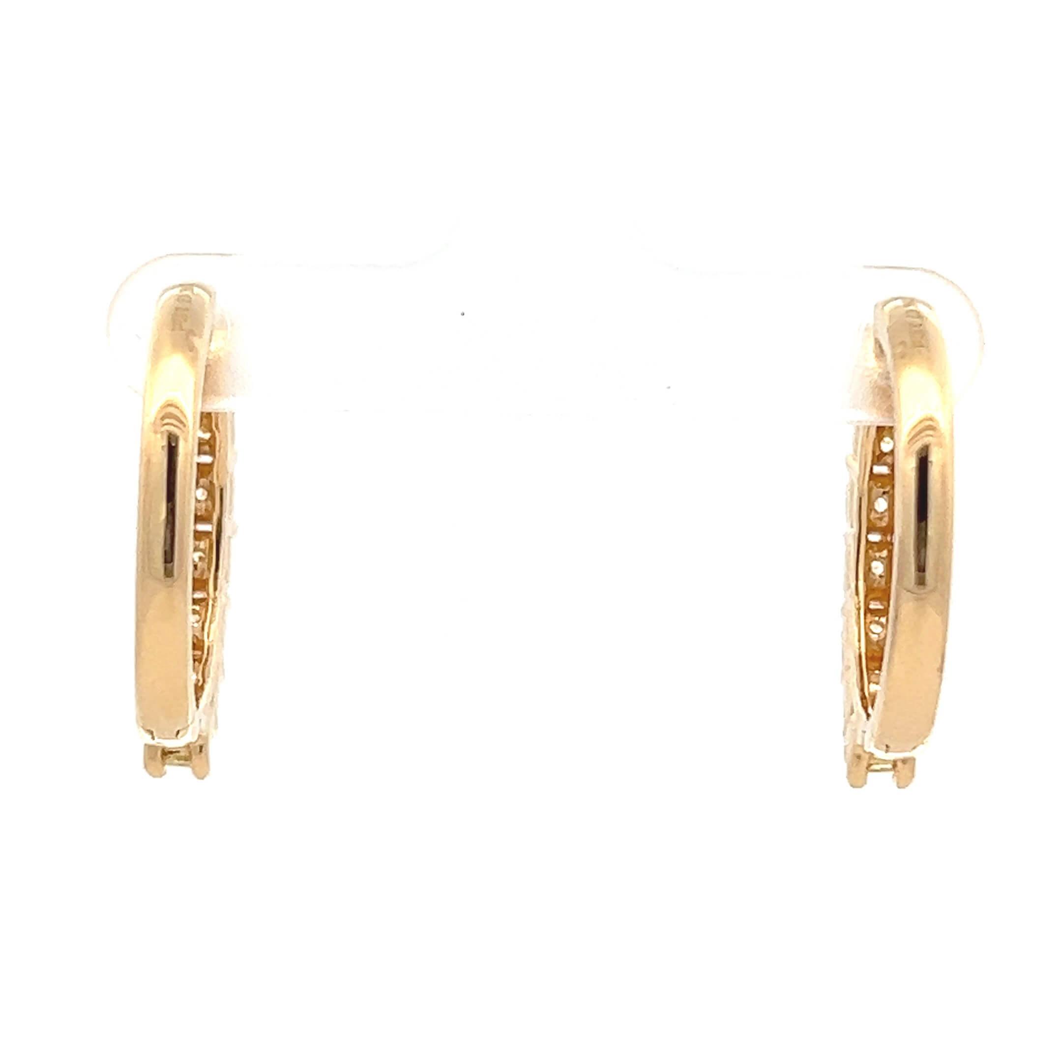 Estate 18K Yellow Gold 3.08ctw Cushion Yellow Diamond Hoop Earrings