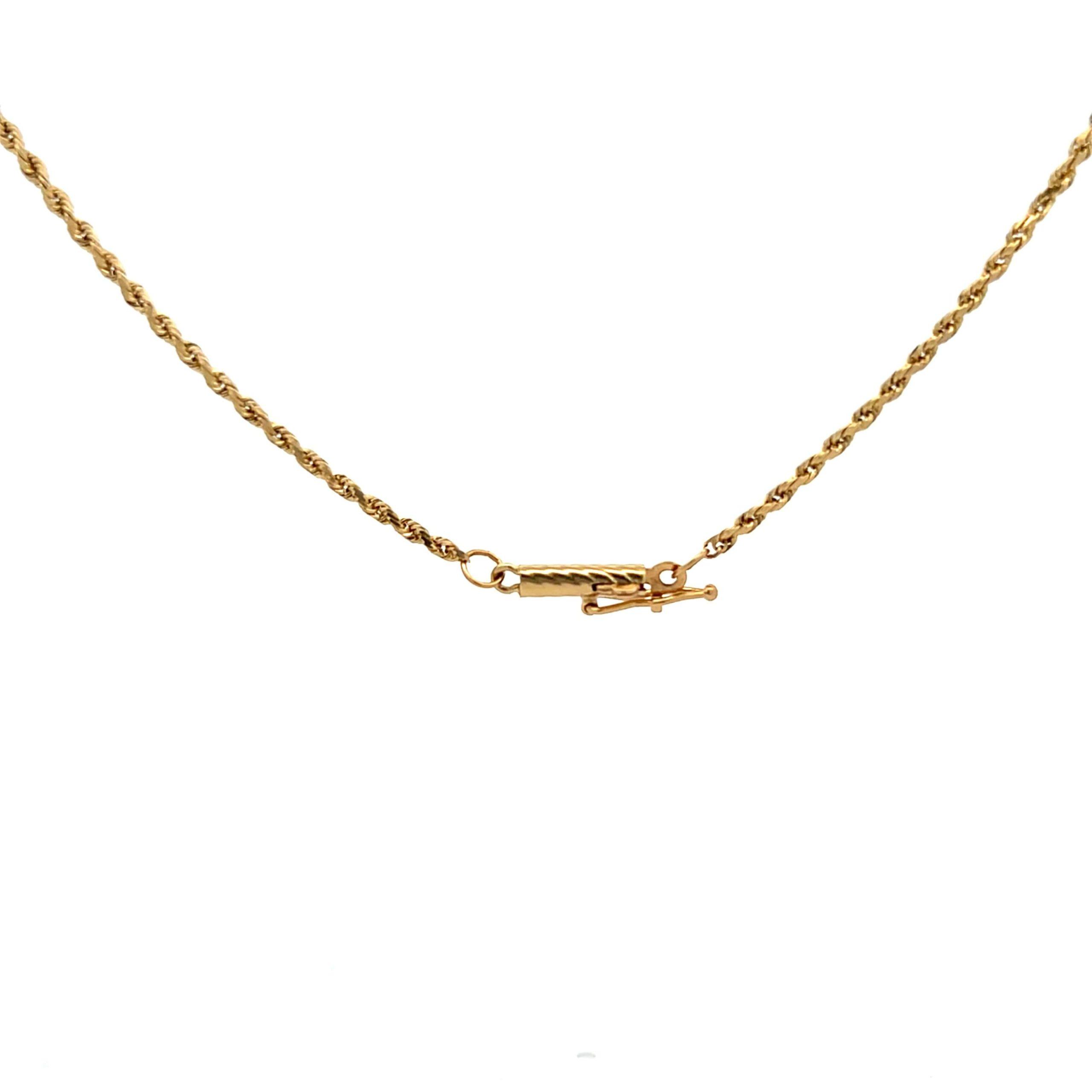 Estate 14K Yellow Gold 1.30MM Rope Chain Necklace
