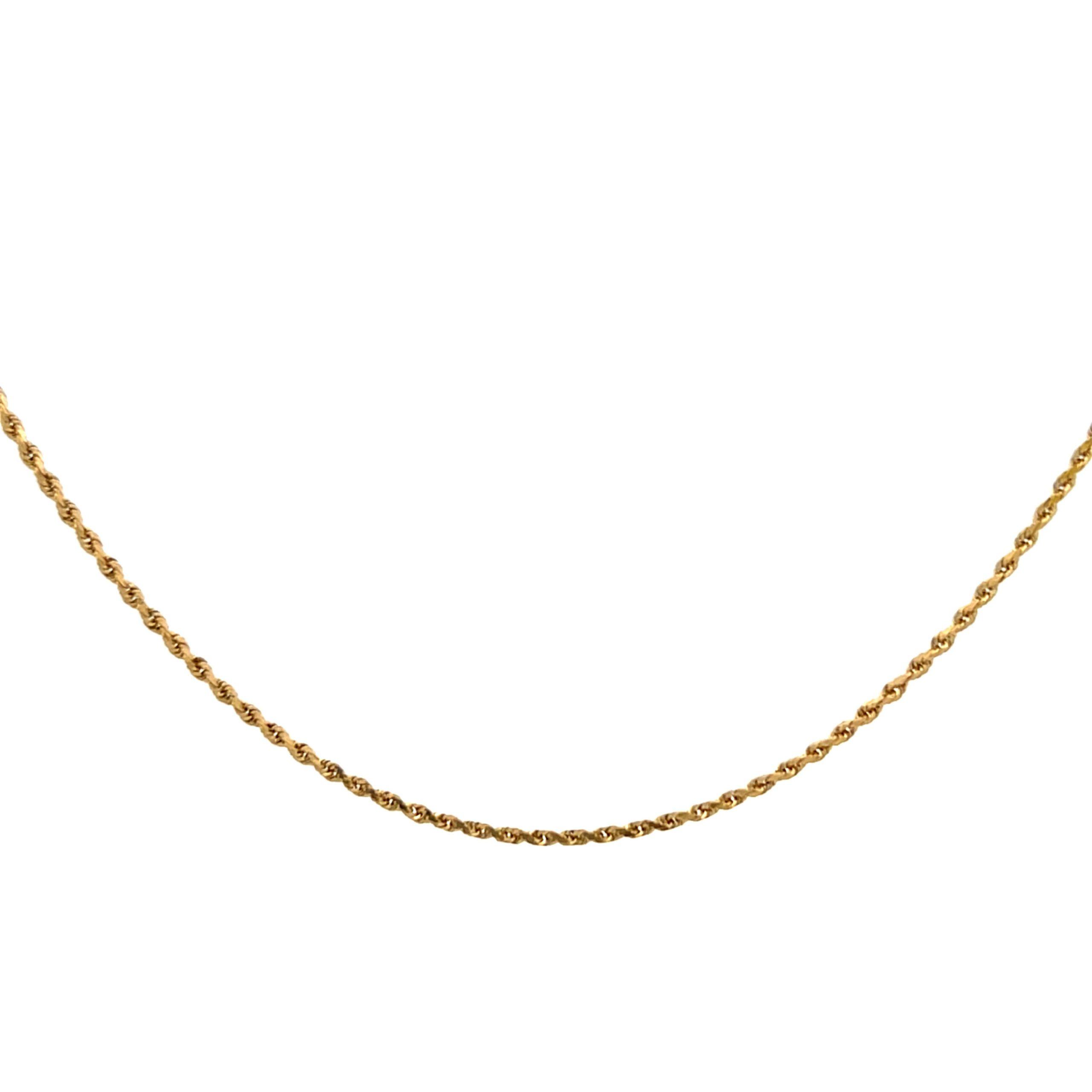 Estate 14K Yellow Gold 1.30MM Rope Chain Necklace