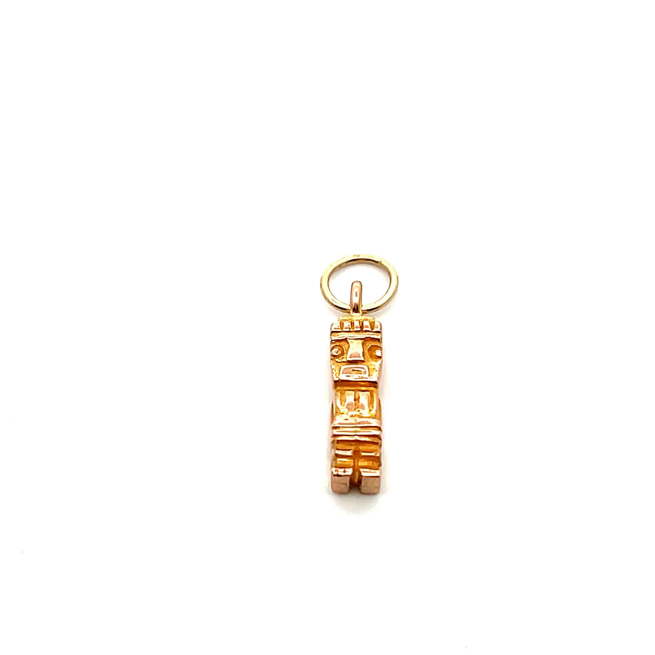 Estate 14K Yellow Gold Totem Charm Pendant