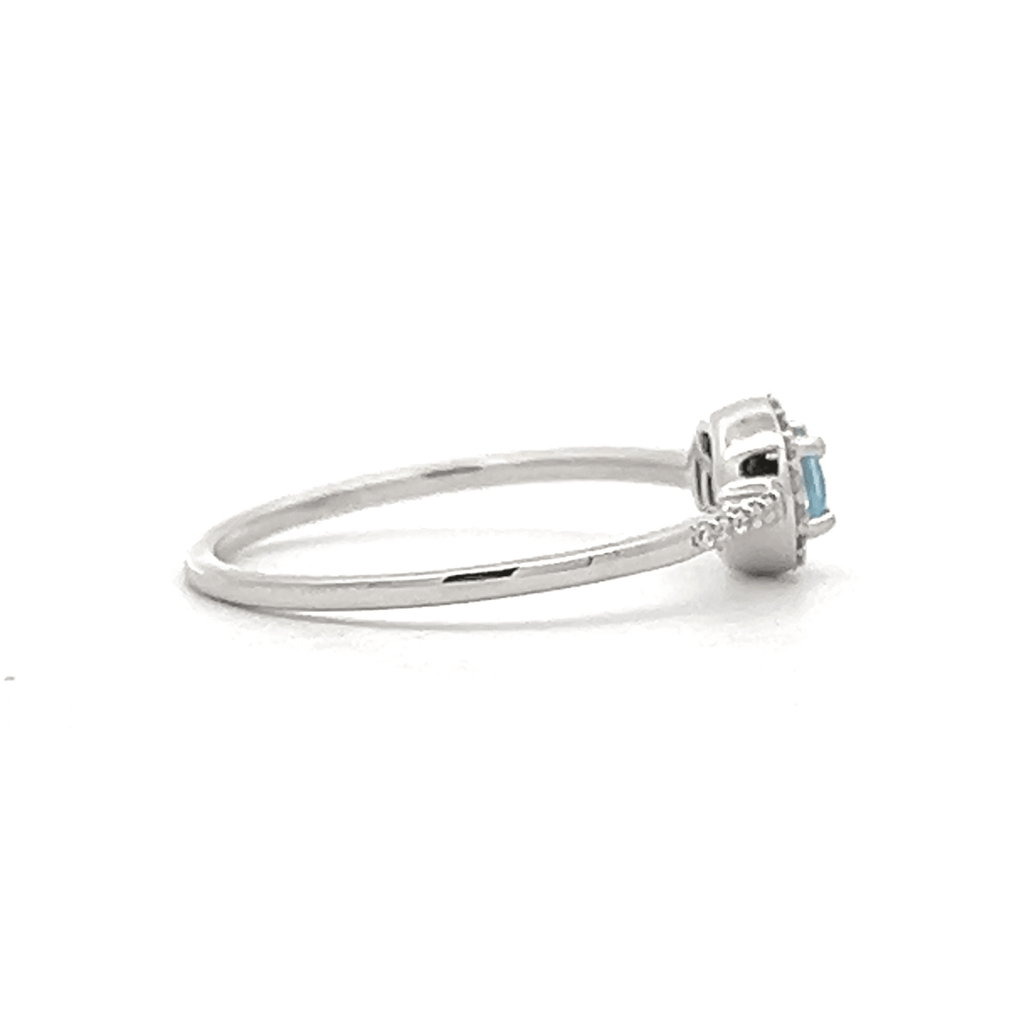 14K White Gold 0.37ctw Aquamarine & Diamond Halo Ring by Samuel B.