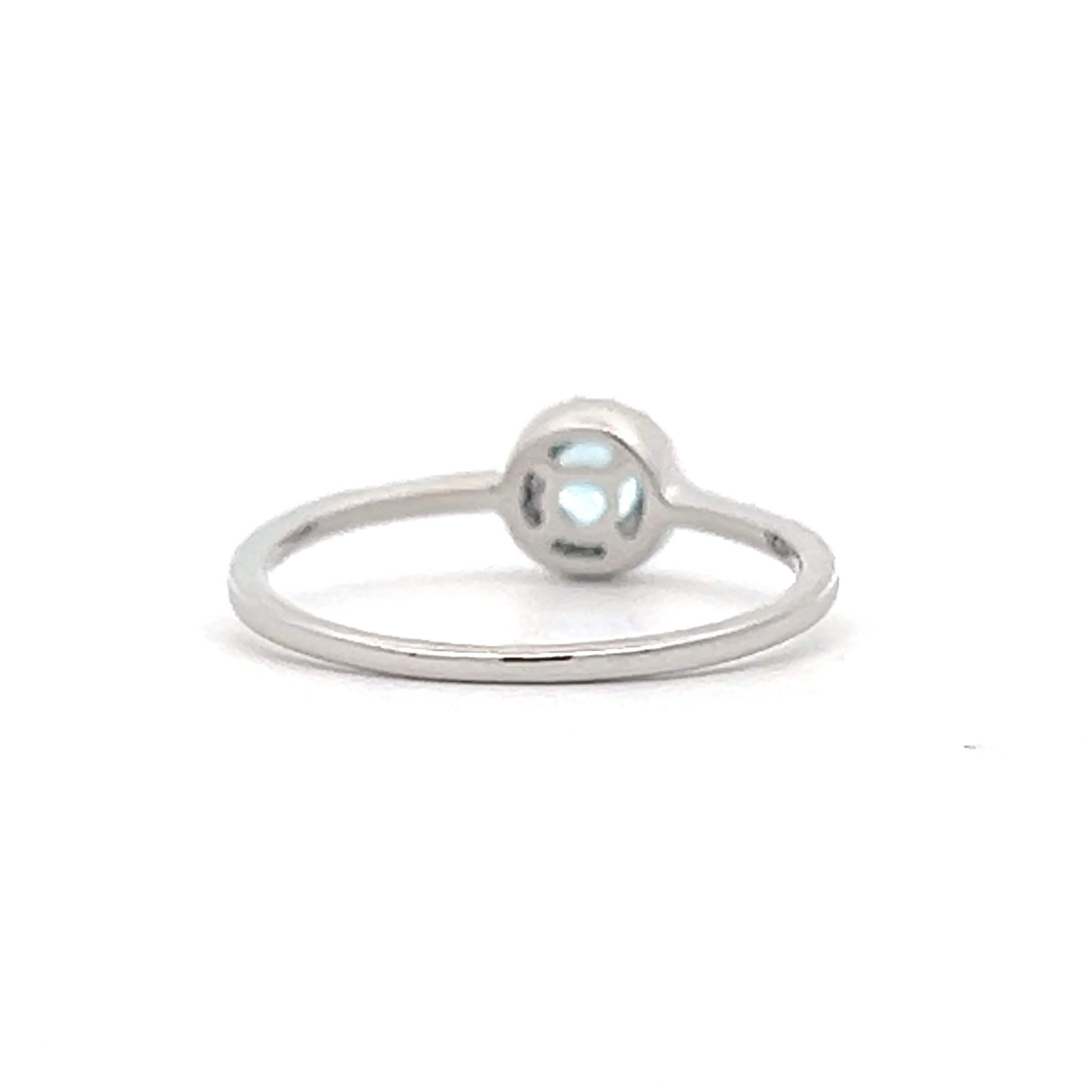 14K White Gold 0.37ctw Aquamarine & Diamond Halo Ring by Samue