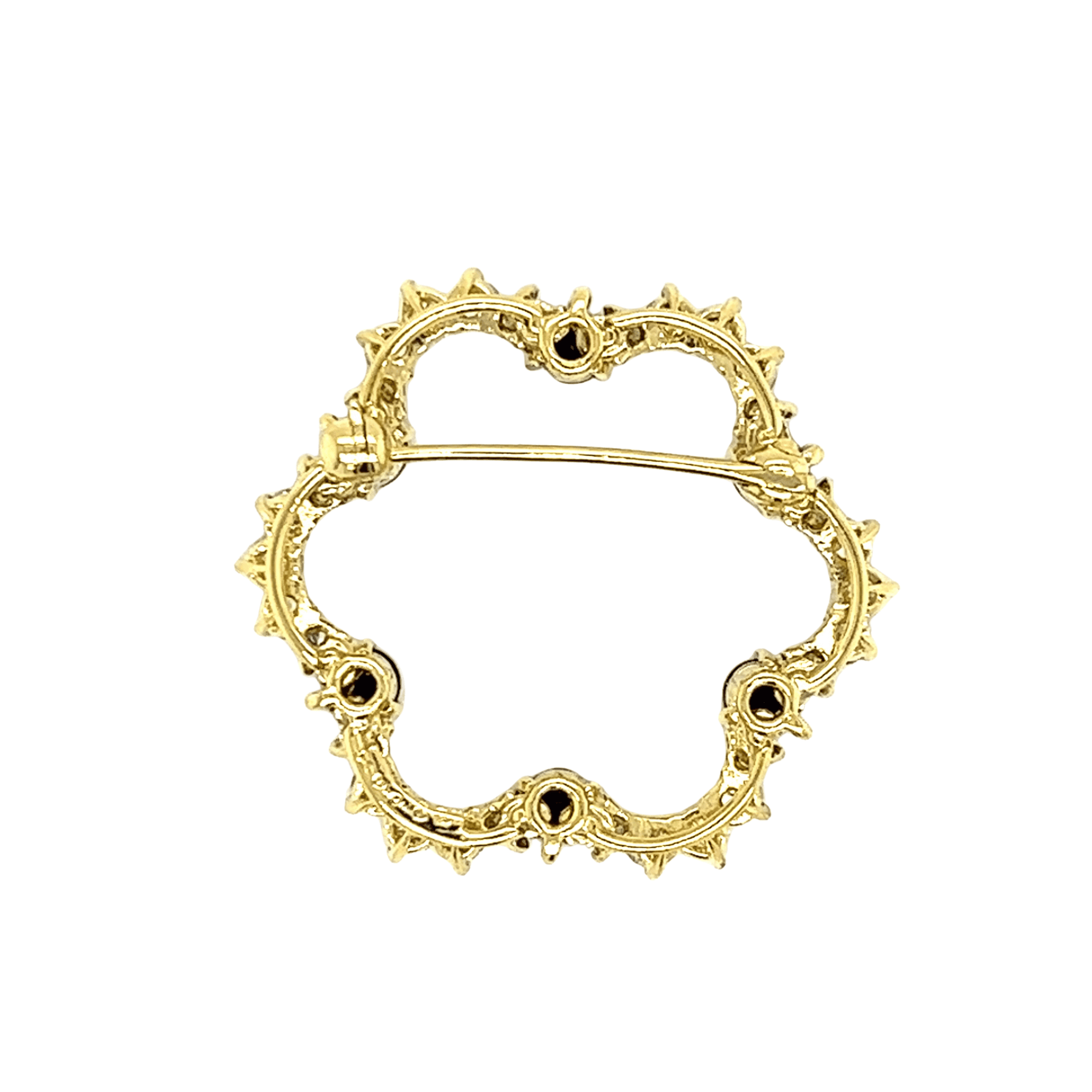 Estate 18K Yellow Gold 1.65ctw Diamond and Blue Sapphire Circle Pin