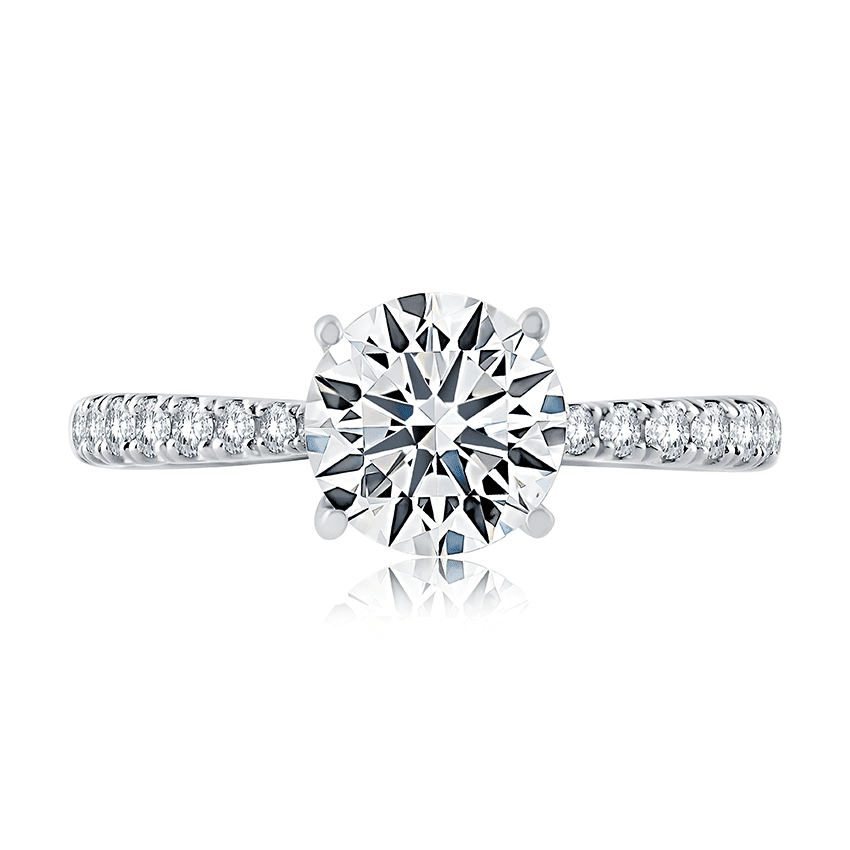 14K White Gold 0.26CTW Diamond Engagement Ring Setting by A. JAFFE