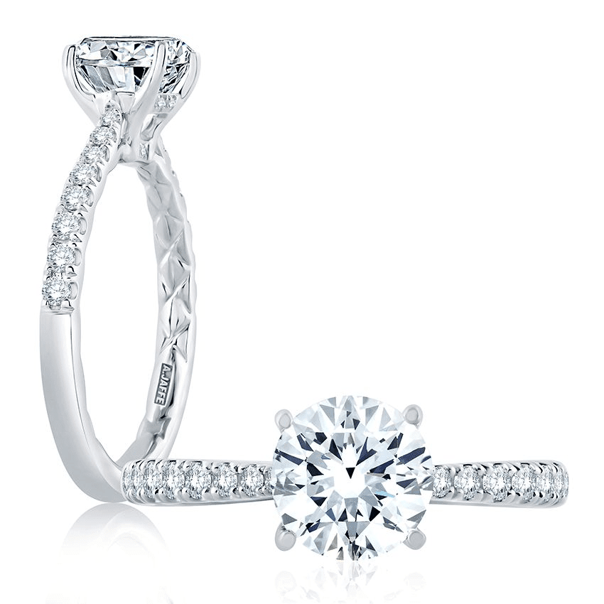 14K White Gold 0.26CTW Diamond Engagement Ring Setting by A. JAFFE - Image 2