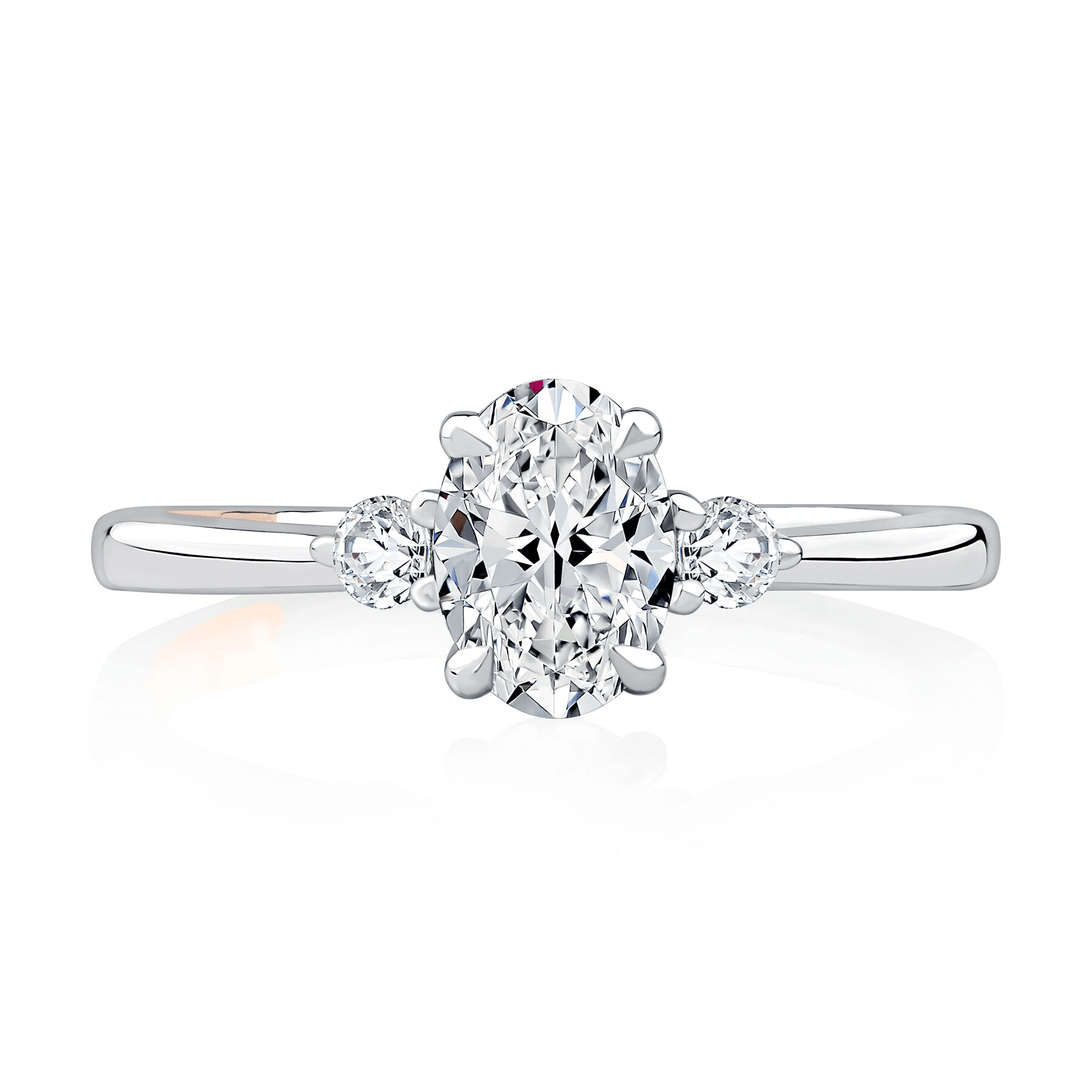 14K White Gold 0.11CTW Diamond Three-Stone Engagement Ring Mounting by A. JAFFE