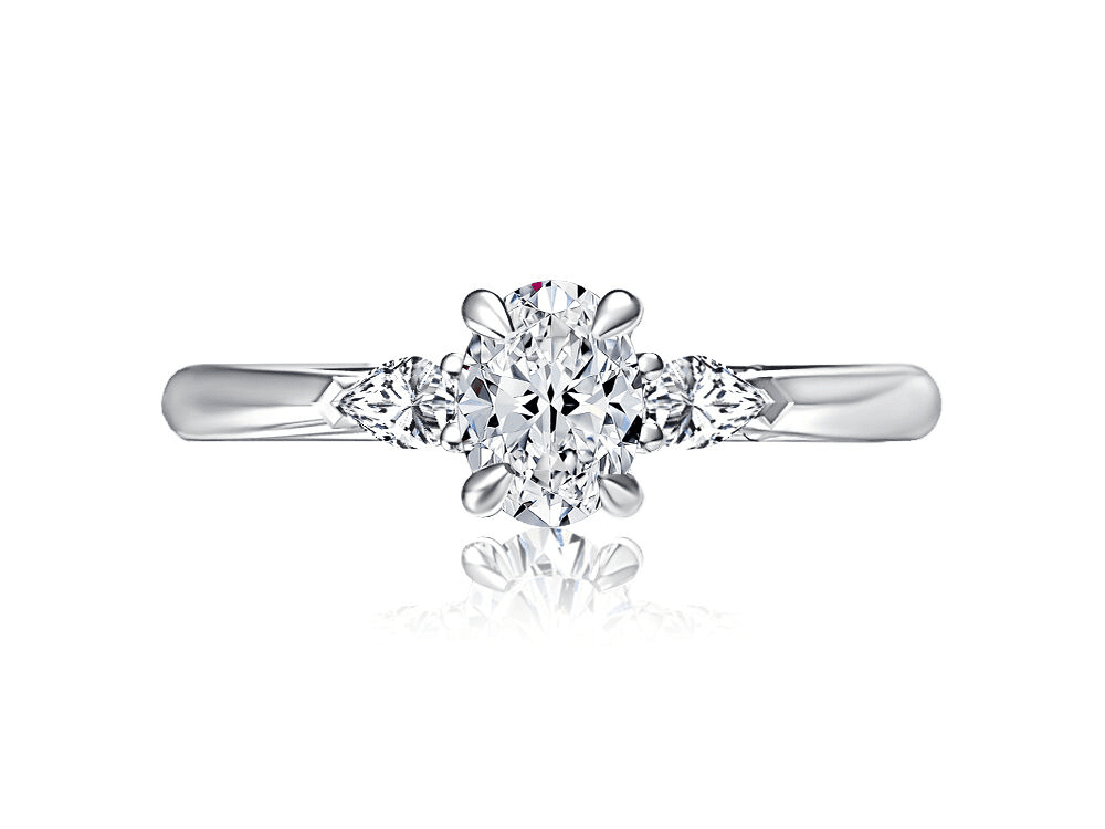 18K White Gold 0.17CTW Diamond Three-Stone Engagement Ring Setting by A. JAFFEhttps