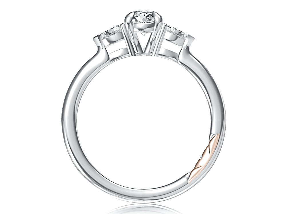 18K White Gold 0.17CTW Diamond Three-Stone Engagement Ring Setting by A. JAFFE - Image 2