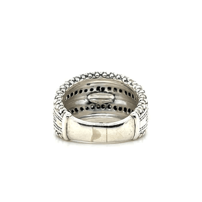 Estate 18K & SS 0.50ctw Diamond Lagos Caviar Ring