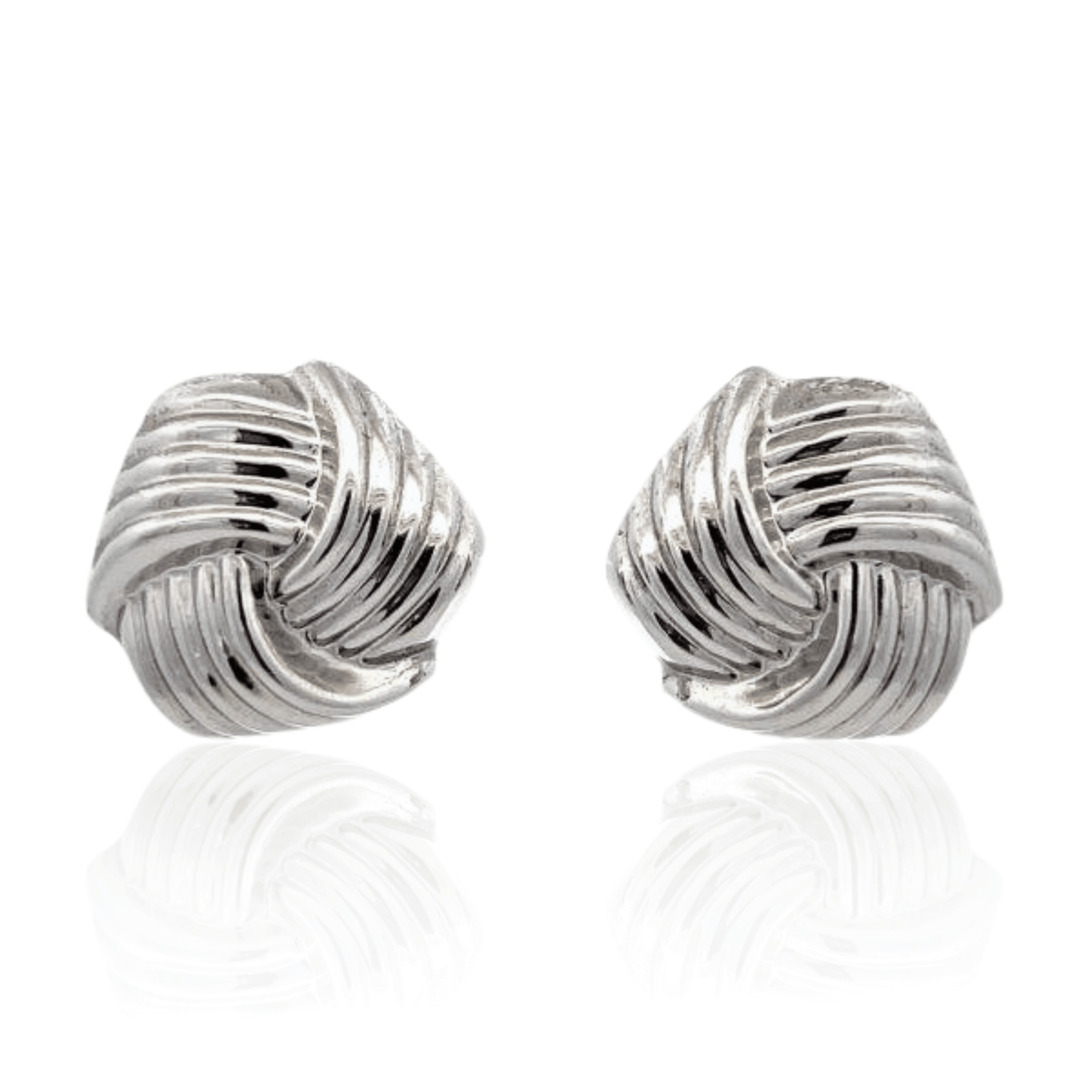 Estate 14K White Gold Hollow Knot Stud Earrings