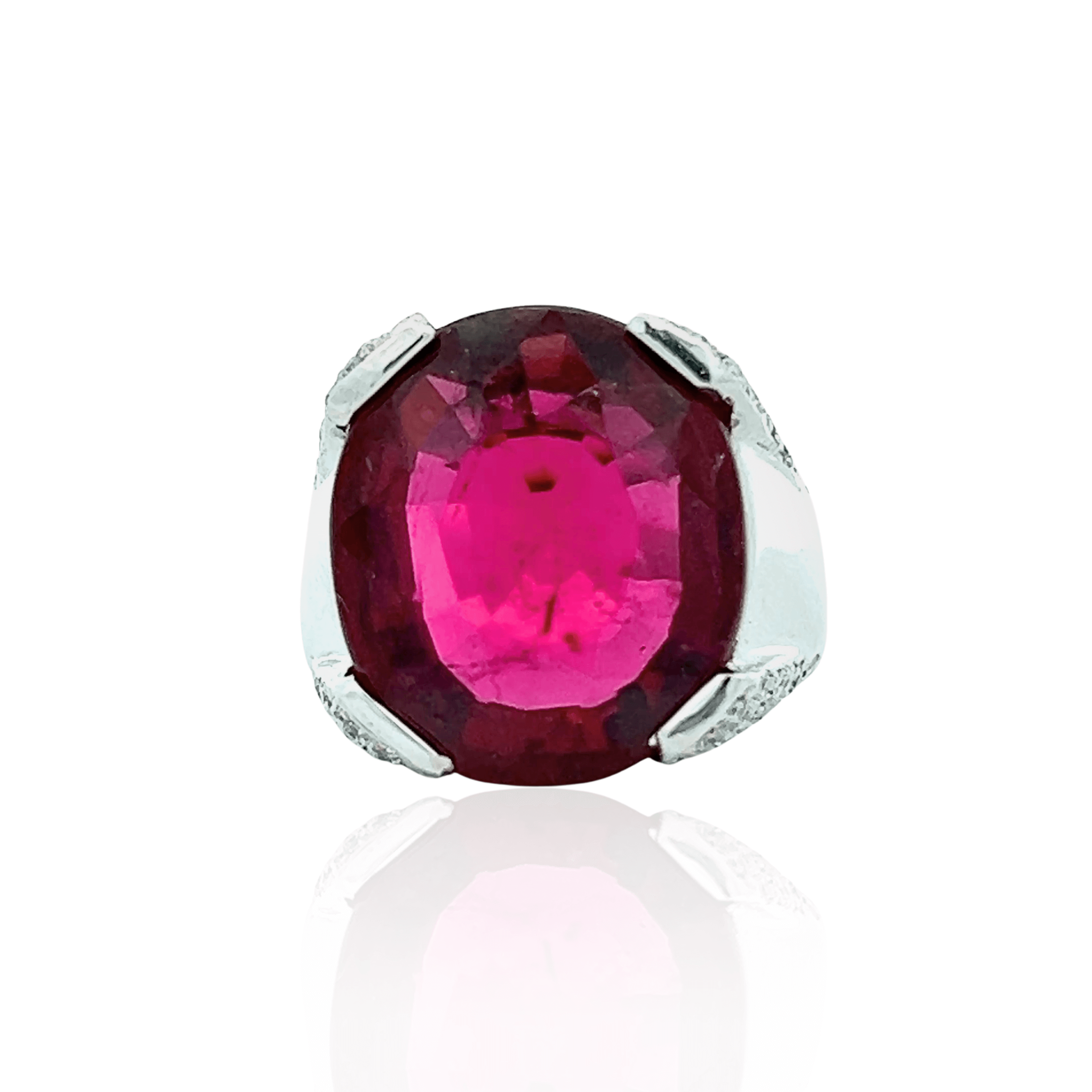 Estate 18K White Gold 14.54CTW Oval Tourmaline & Diamond Ring
