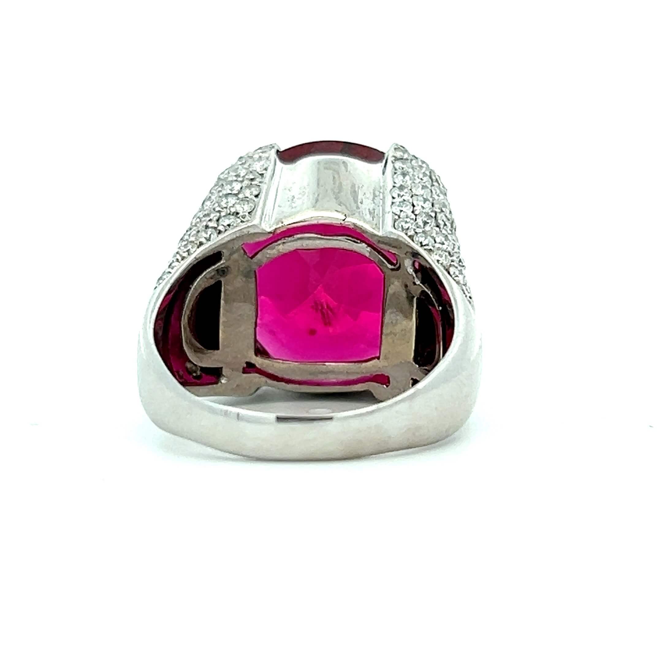 Estate 18K White Gold 14.54CTW Oval Tourmaline & Diamond Ring