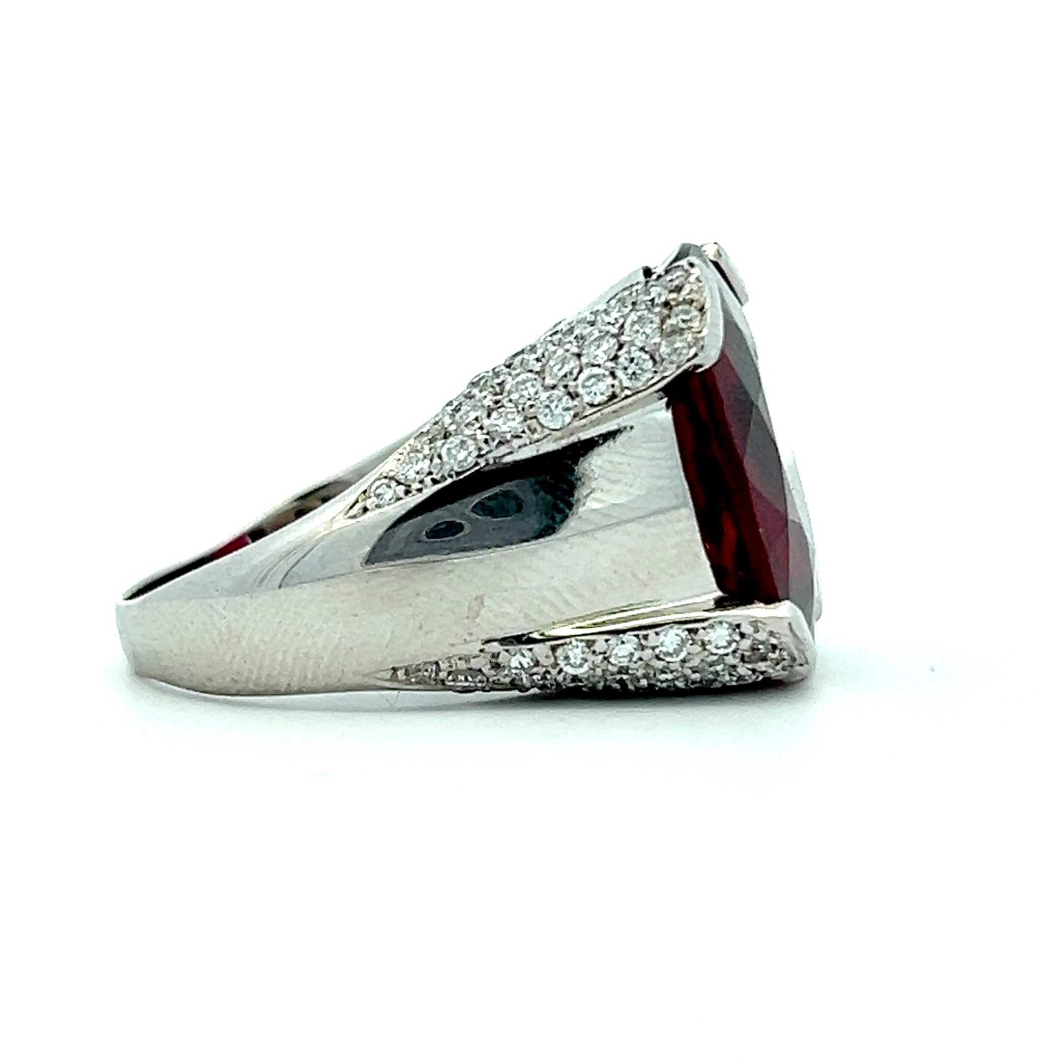 Estate 18K White Gold 14.54CTW Oval Tourmaline & Diamond Ring
