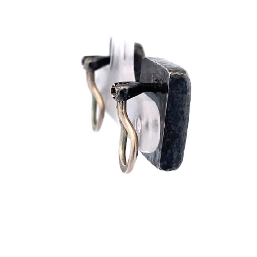 Estate Sterling Silver & 24K Gold Square Clip On Earrings