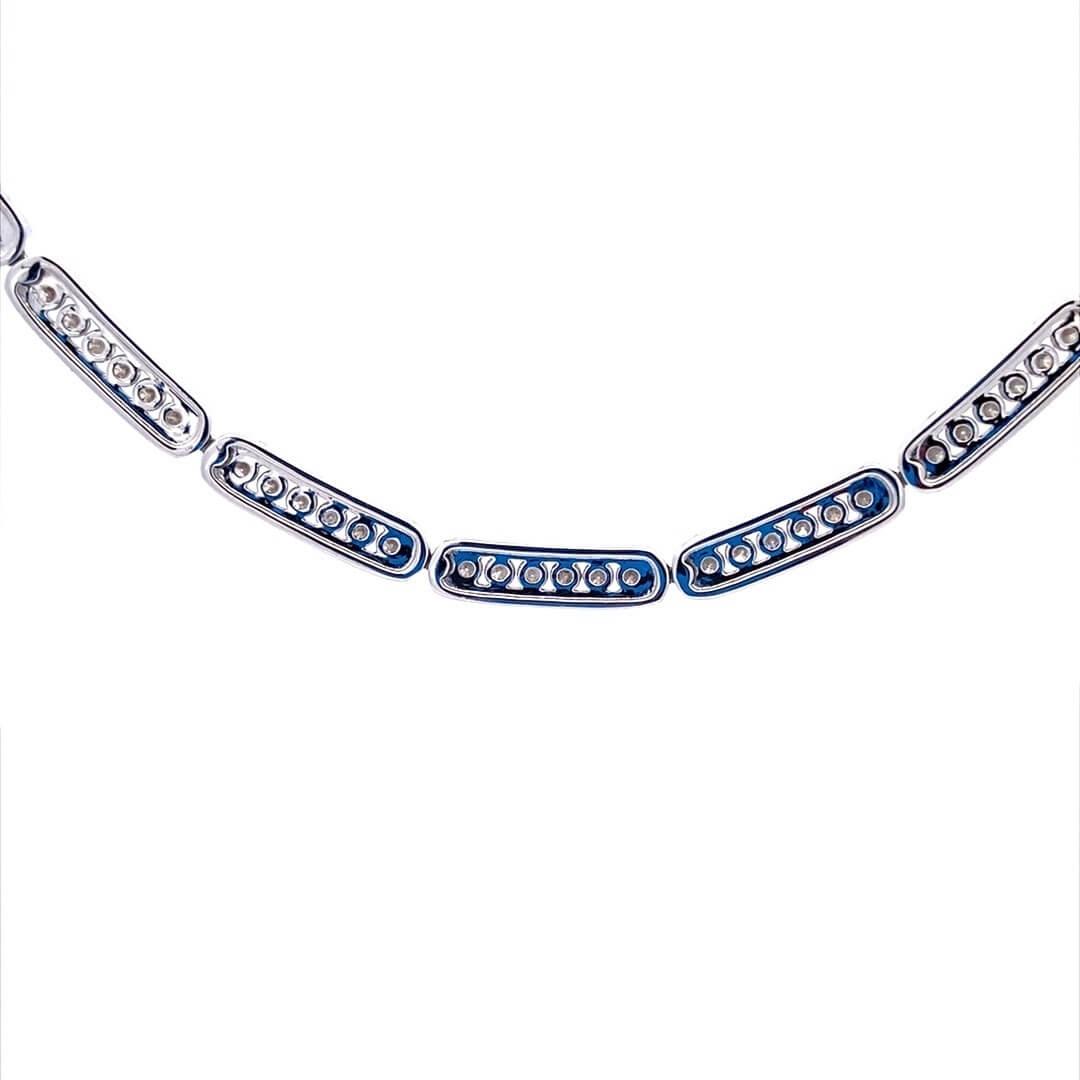 14K White Gold 3.21CTW Diamond Bar Station Necklace