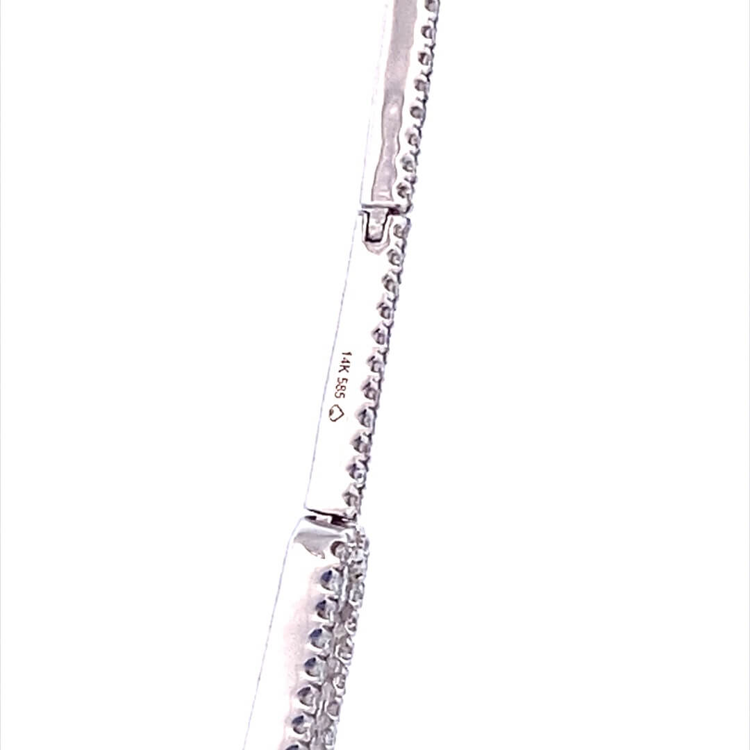 14K White Gold 3.21CTW Diamond Bar Station Necklace