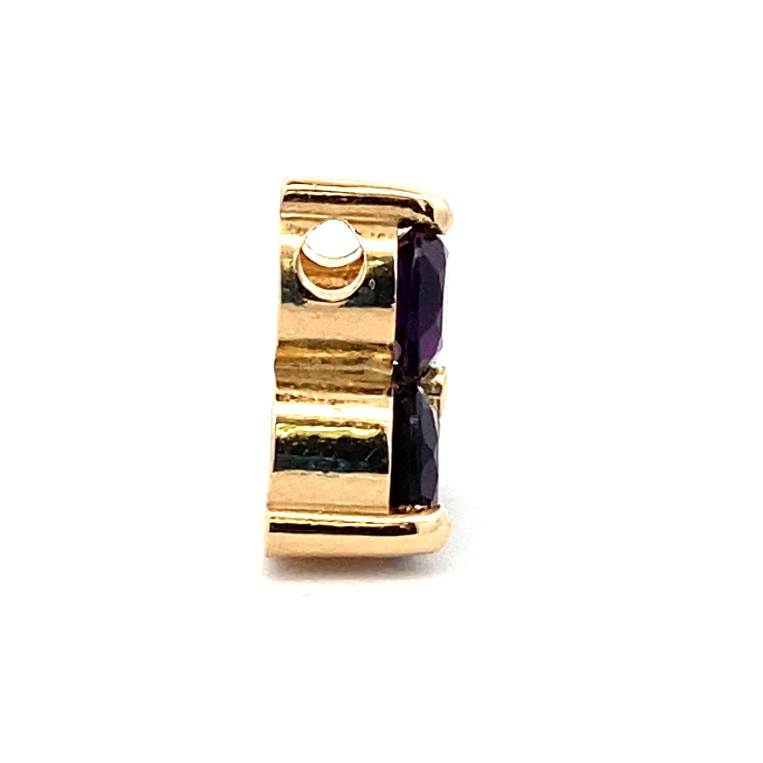 14K Yellow Gold 1.45CTW Amethyst Three-Stone Slide Pendant