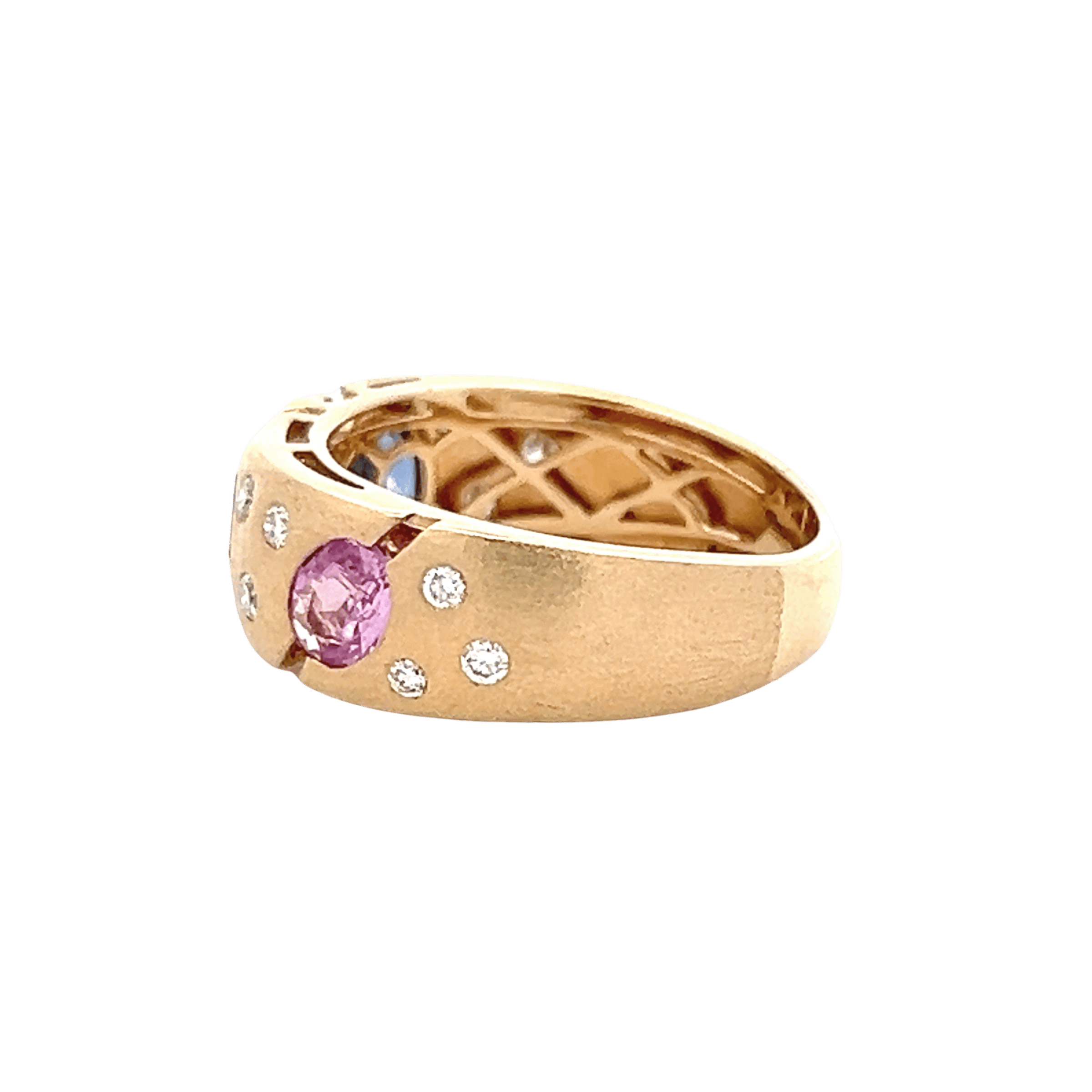14K Yellow Gold 1.62CTW Multi-Color Sapphire & Diamond Band
