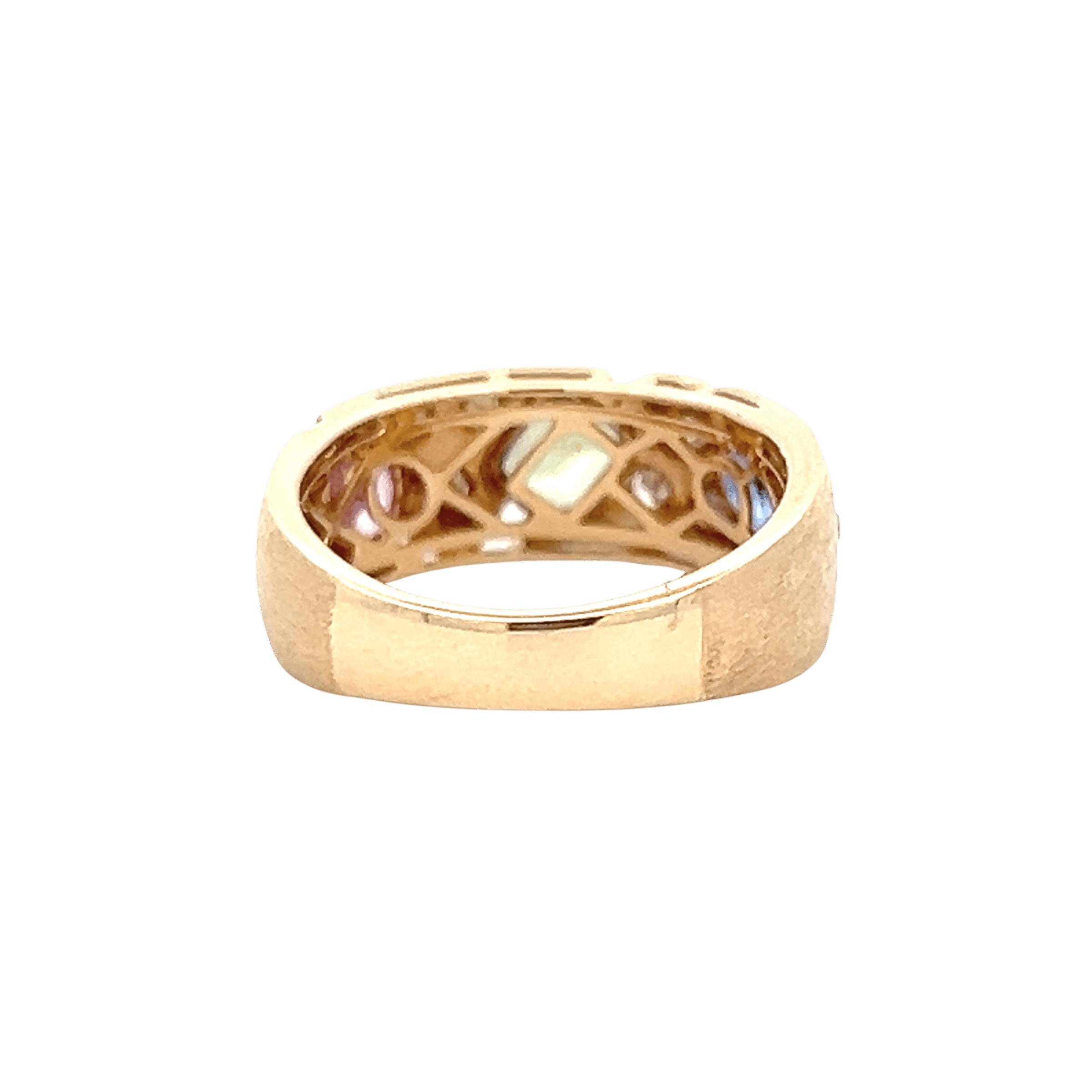 14K Yellow Gold 1.62CTW Multi-Color Sapphire & Diamond Band