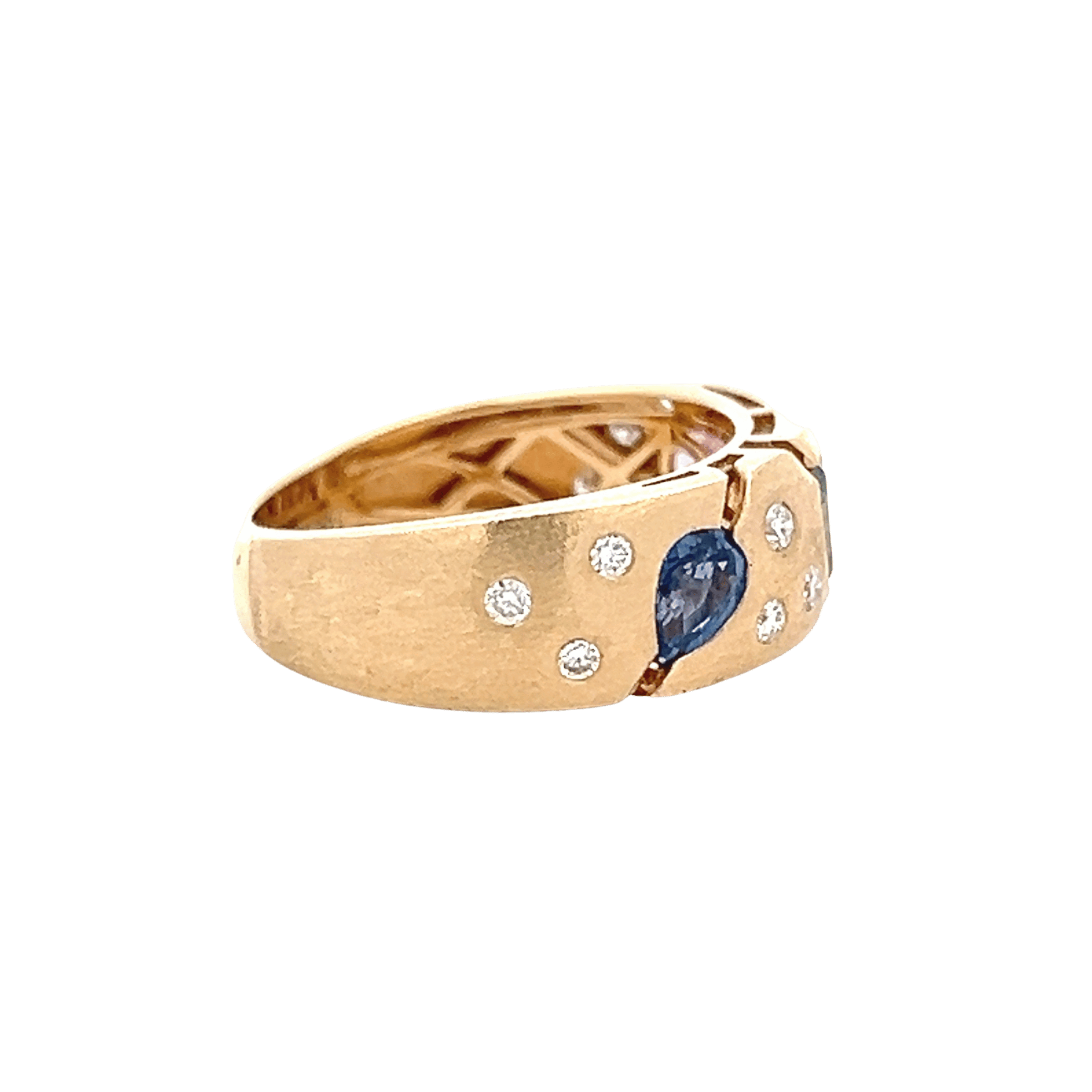 14K Yellow Gold 1.62CTW Multi-Color Sapphire & Diamond Band