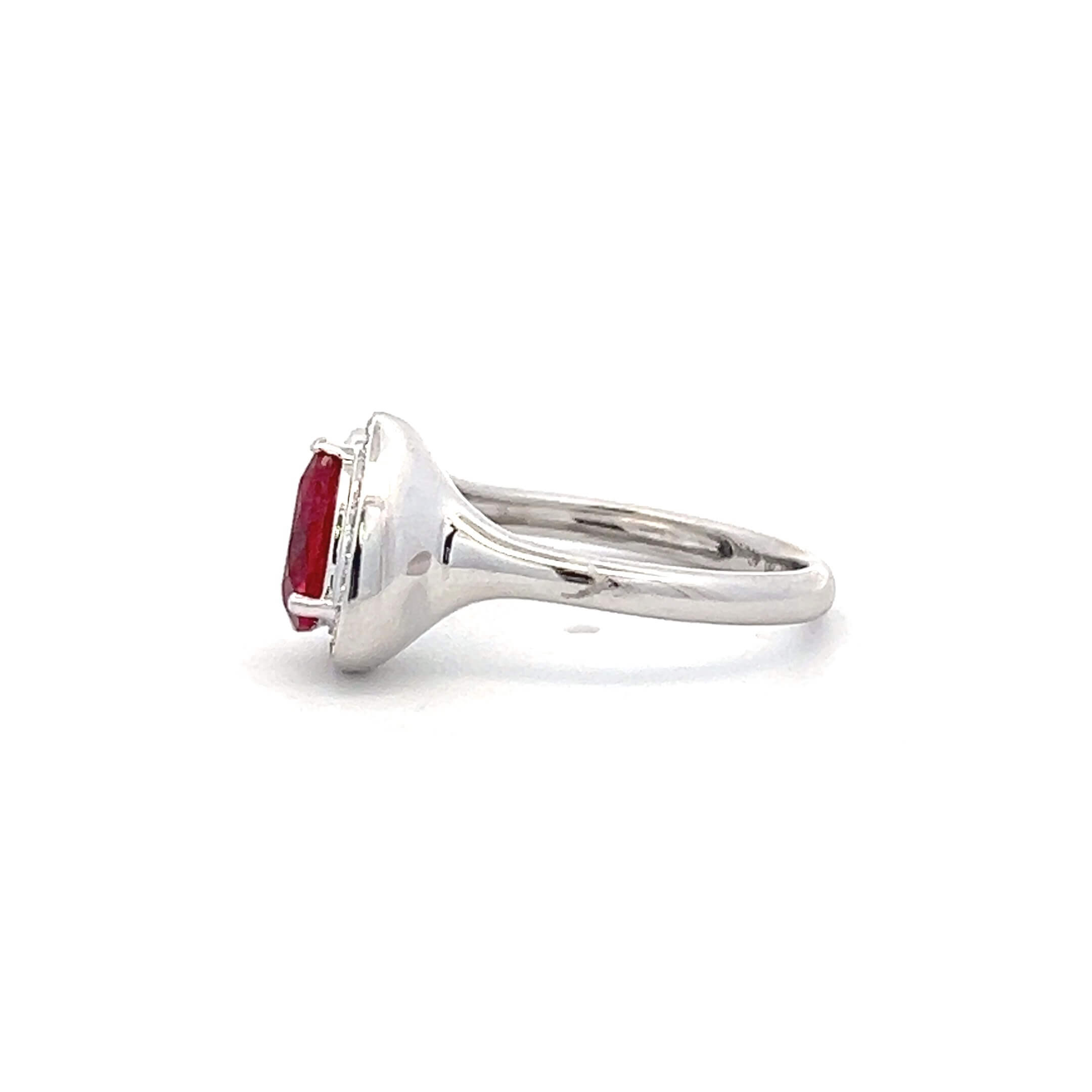 18K White Gold 1.93CTW Pear-Shaped Ruby & Diamond Open Style Ring