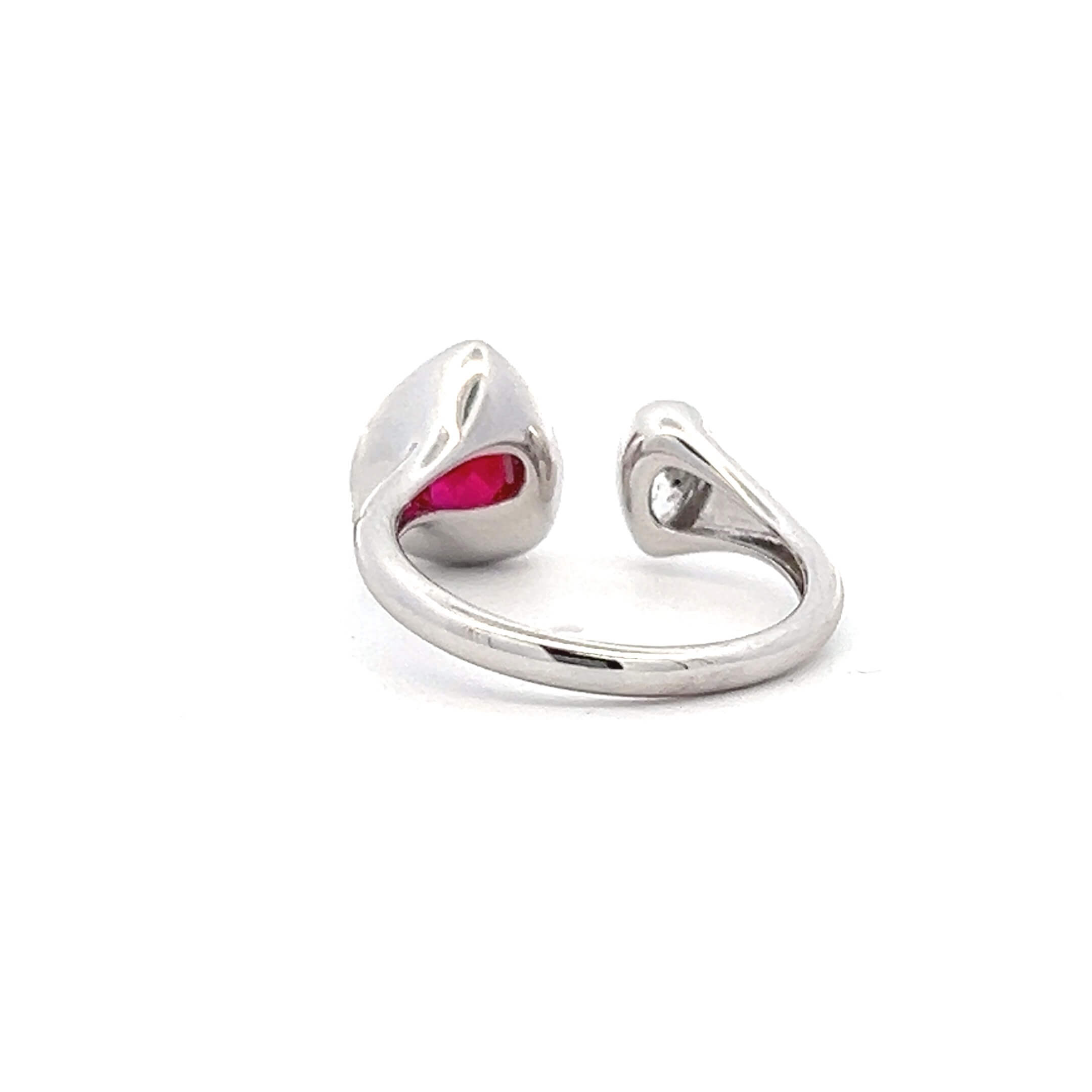 18K White Gold 1.93CTW Pear-Shaped Ruby & Diamond Open Style Ring