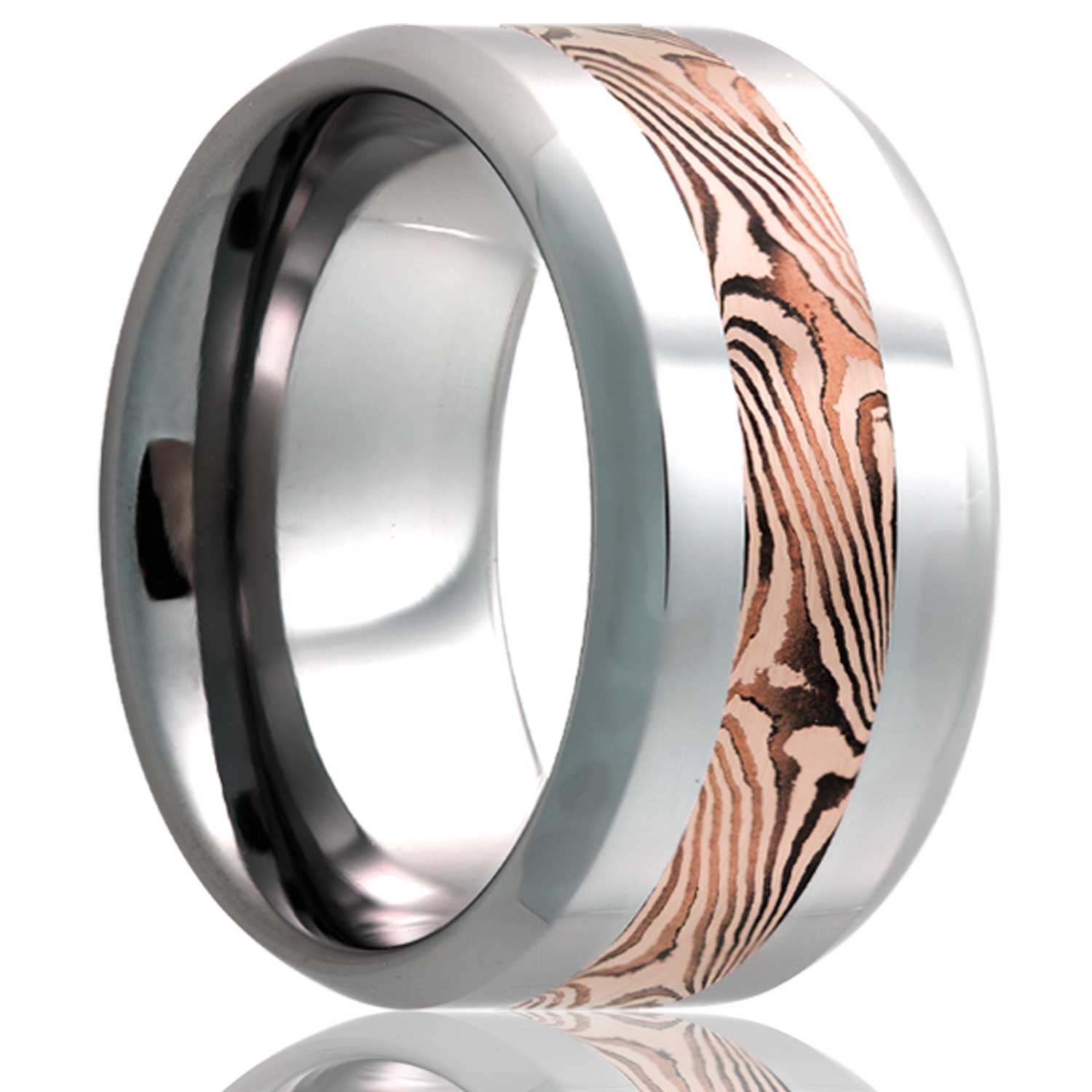 Cobalt Comfort Fit Band with Mokume Gane Inlay
