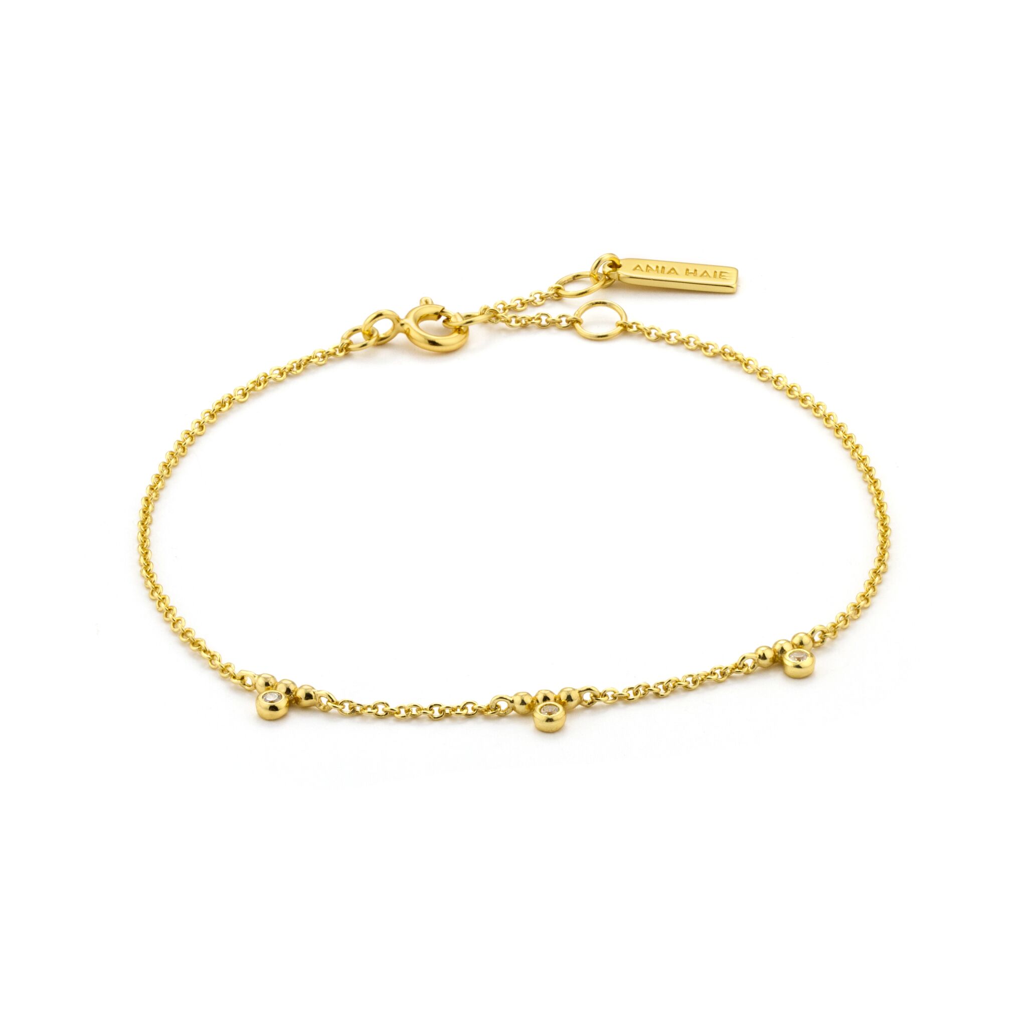 Gold Toned Shimmer Triple Stud Bracelet