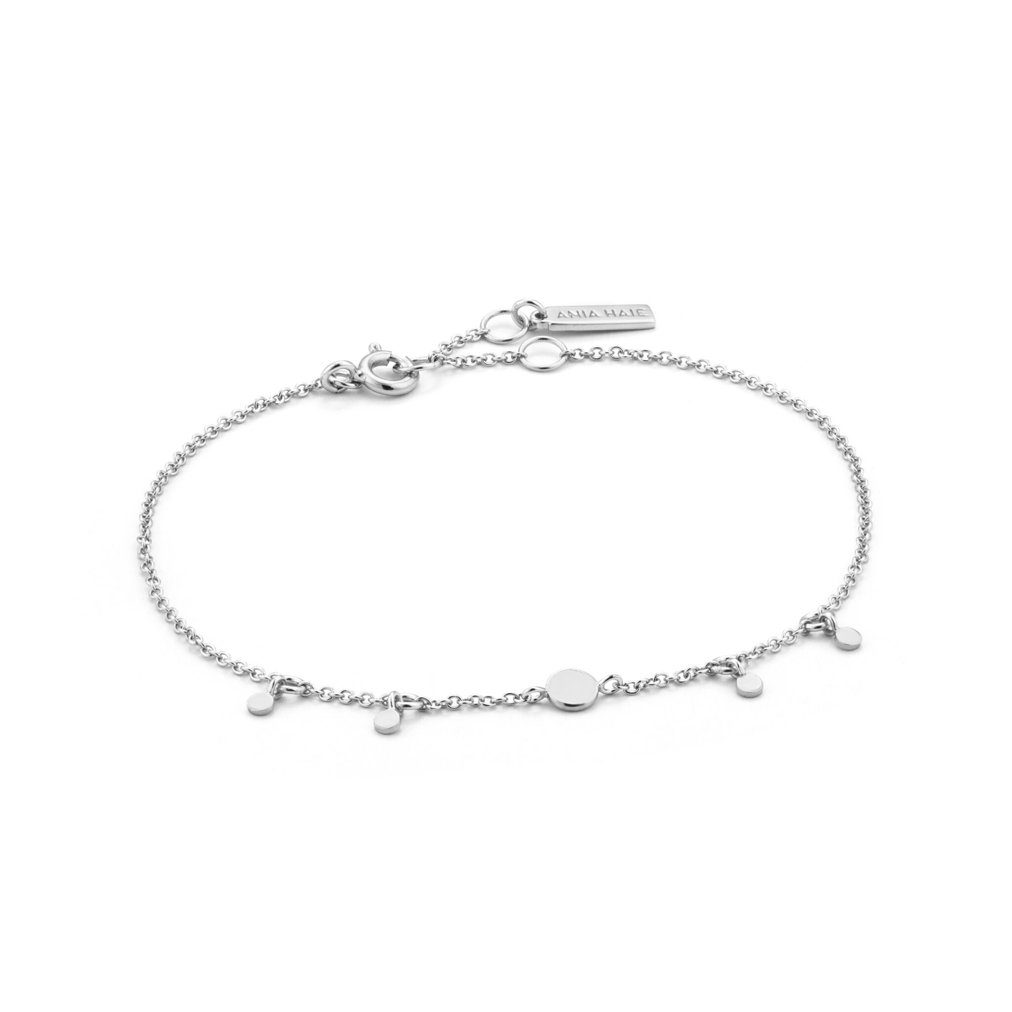 Silver Geometry Drop Discs Bracelet
