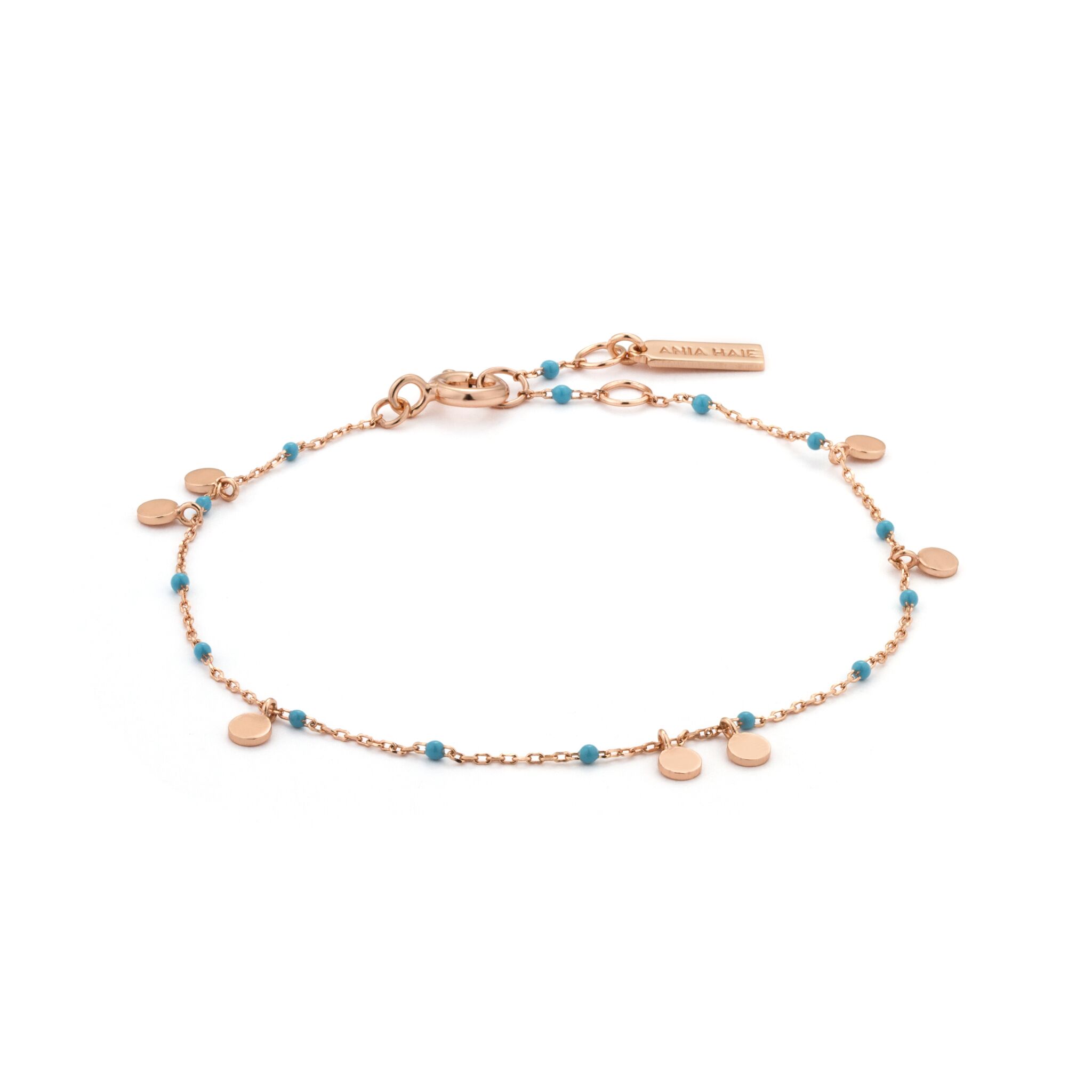 Rose Gold Toned Dotted Drop Discs Bracelet